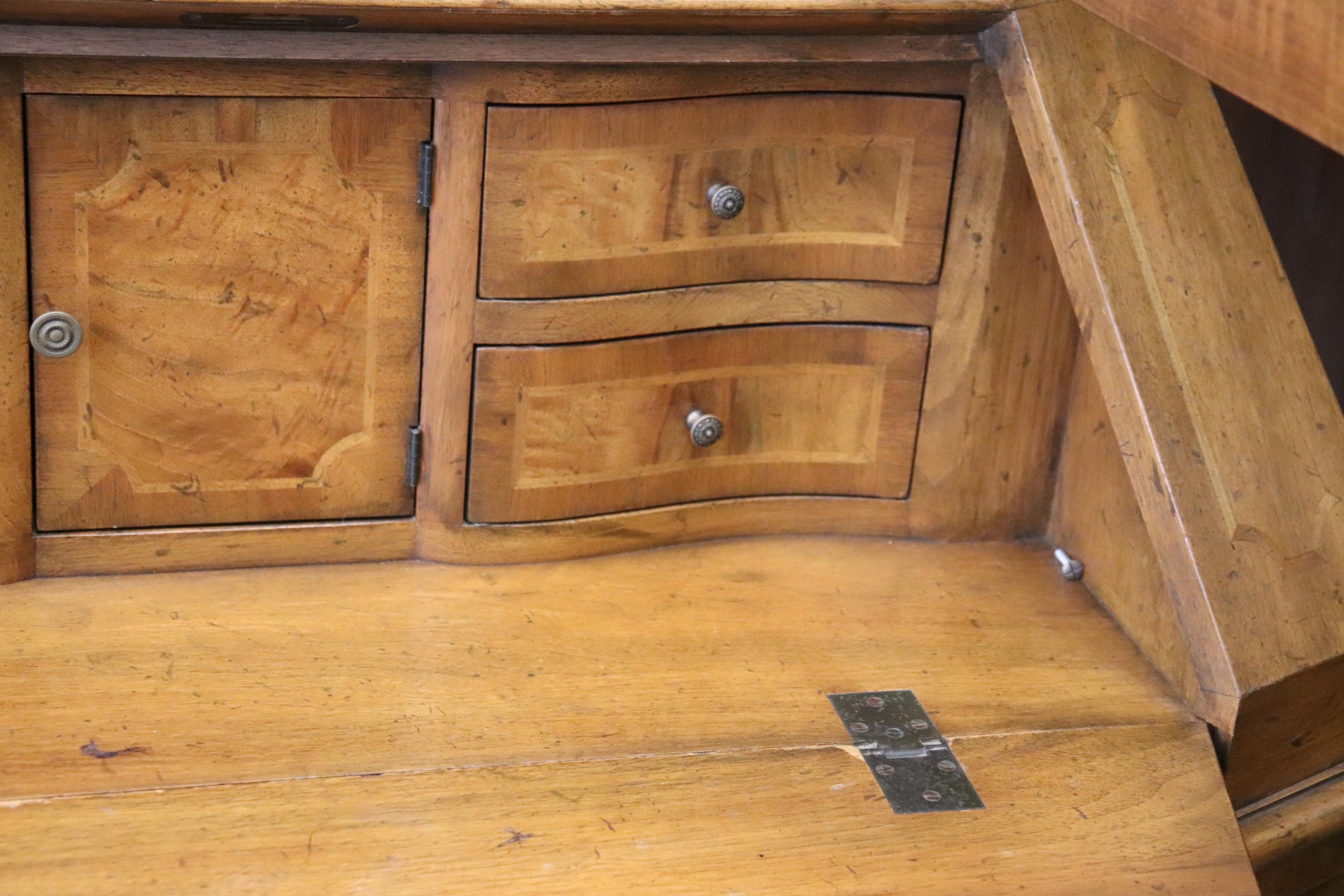 Fine Olive Wood Venetian Rococo Solid Walnut Mirrored Secretary Desk, Circa 1920 1