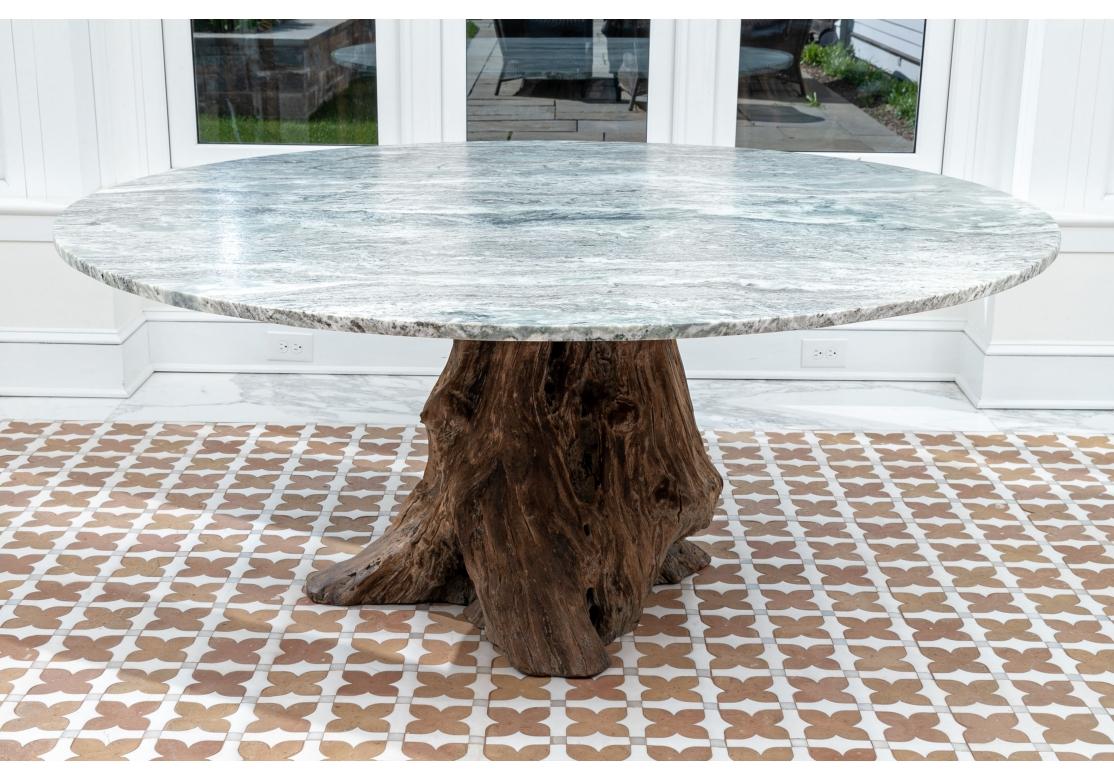 Fine Organic Modern Tree Root & Marble Top Dining Table For Sale 1