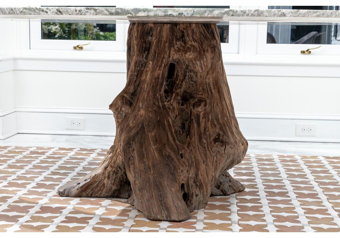 Fine Organic Modern Tree Root & Marble Top Dining Table For Sale 2
