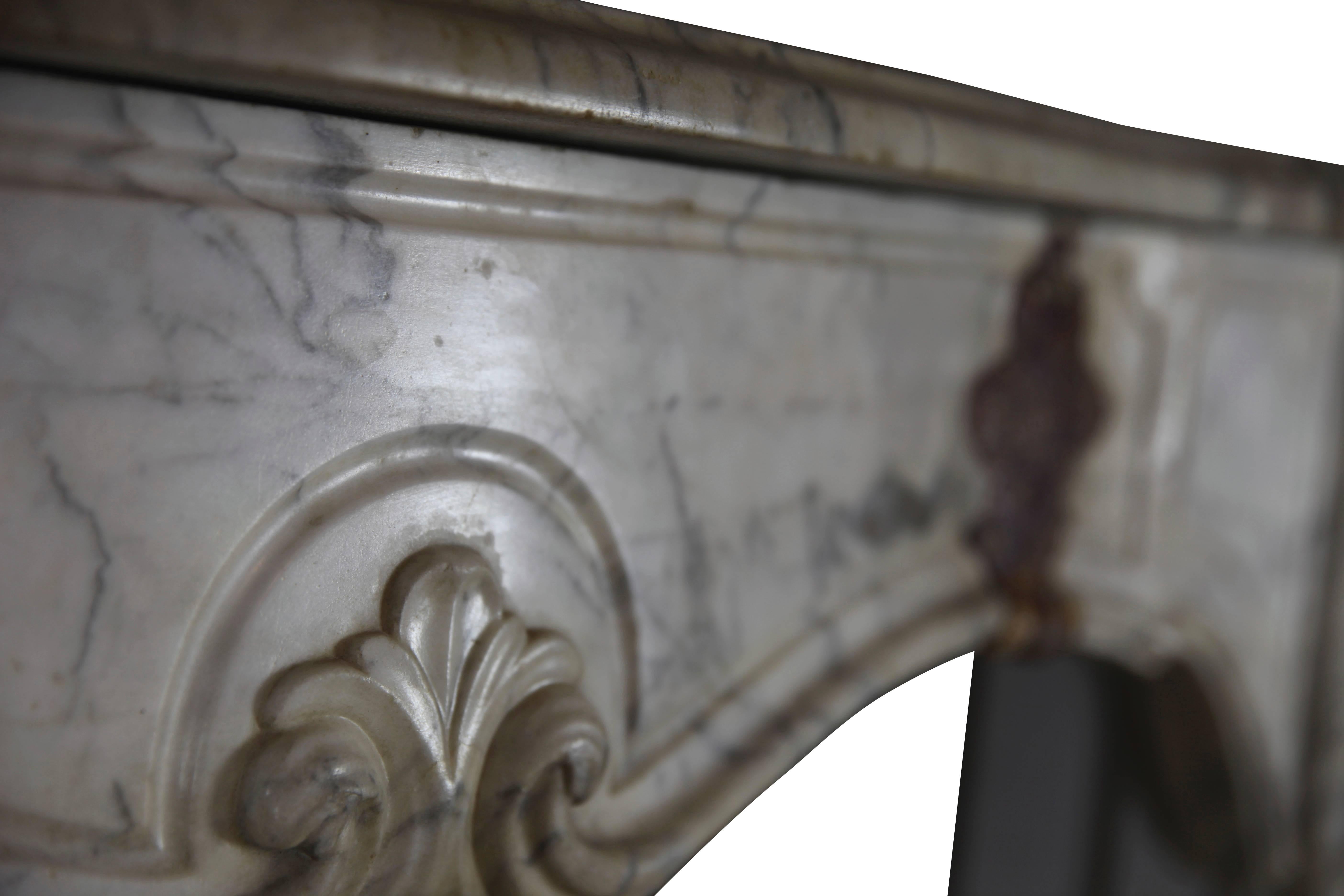 Polished Fine Original Antique Italian Marble Fireplace Surround For Sale