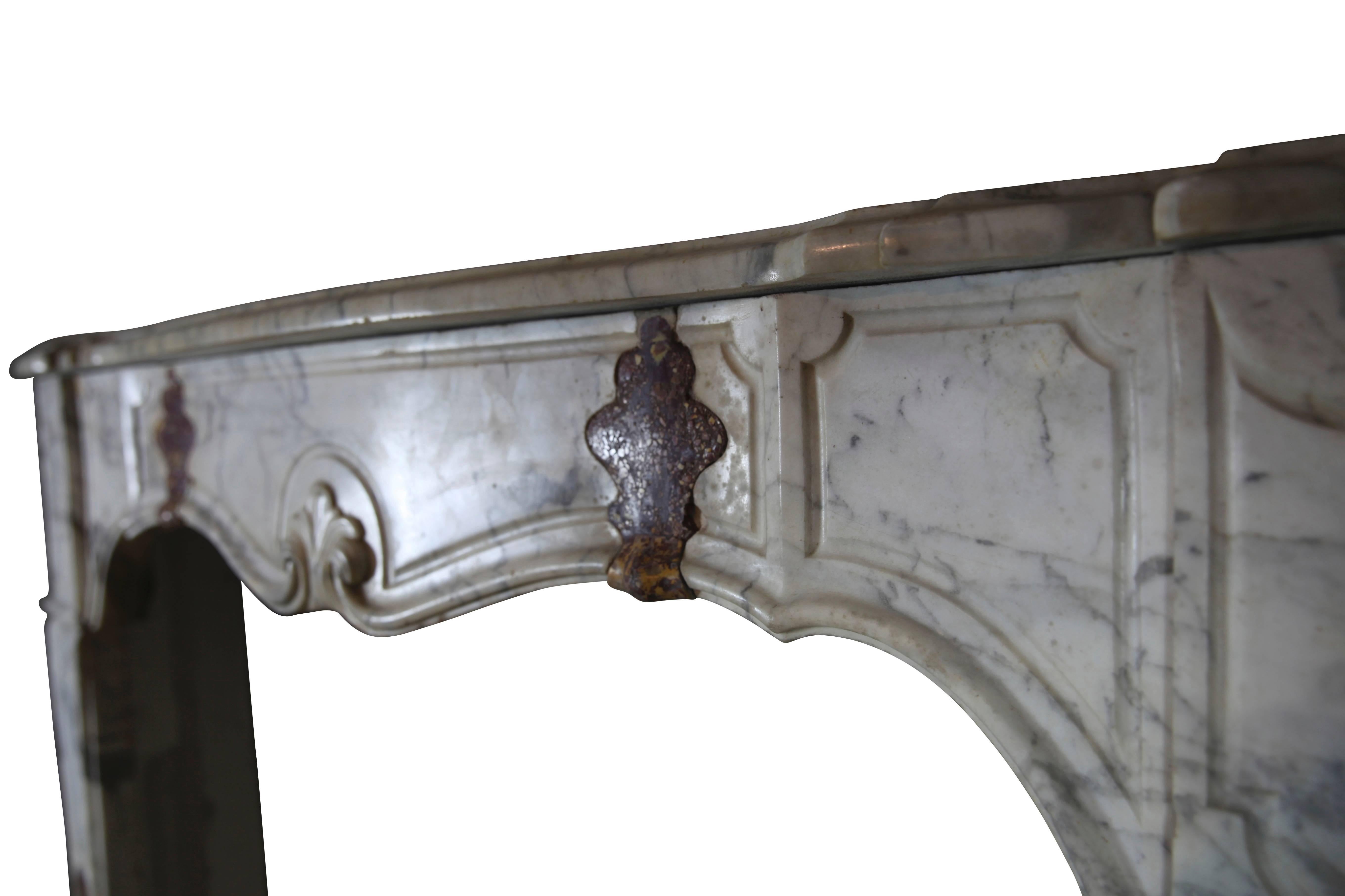 18th Century and Earlier Fine Original Antique Italian Marble Fireplace Surround For Sale