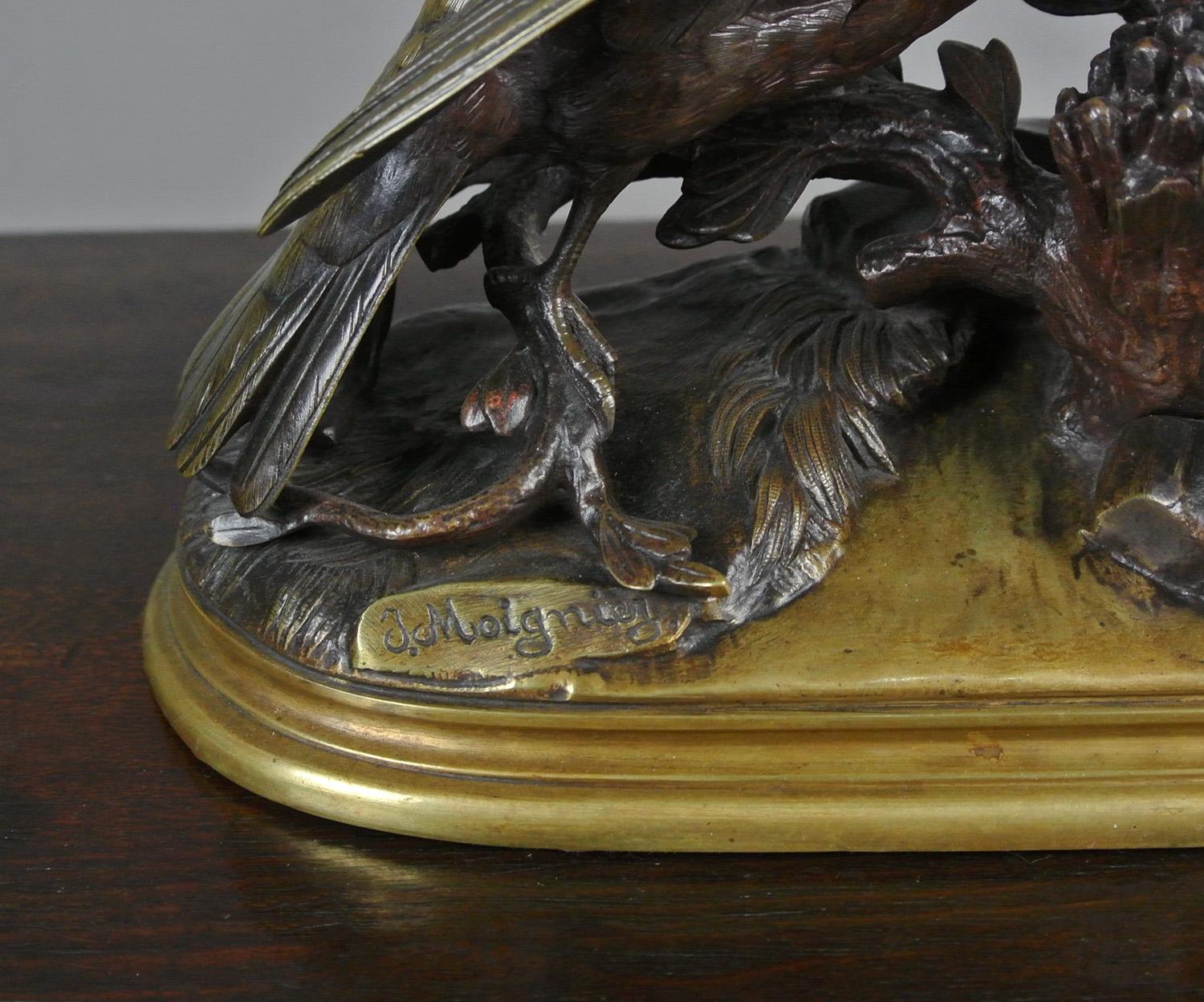 19th Century Fine Original Bronze of Lovebirds - Tourtereaux - by Joules Moigniez c. 1865 For Sale