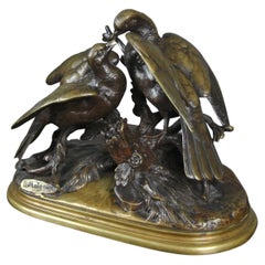 Fine Original Bronze of Lovebirds ‘Tourtereaux’ by Joules Moigniez c. 1865