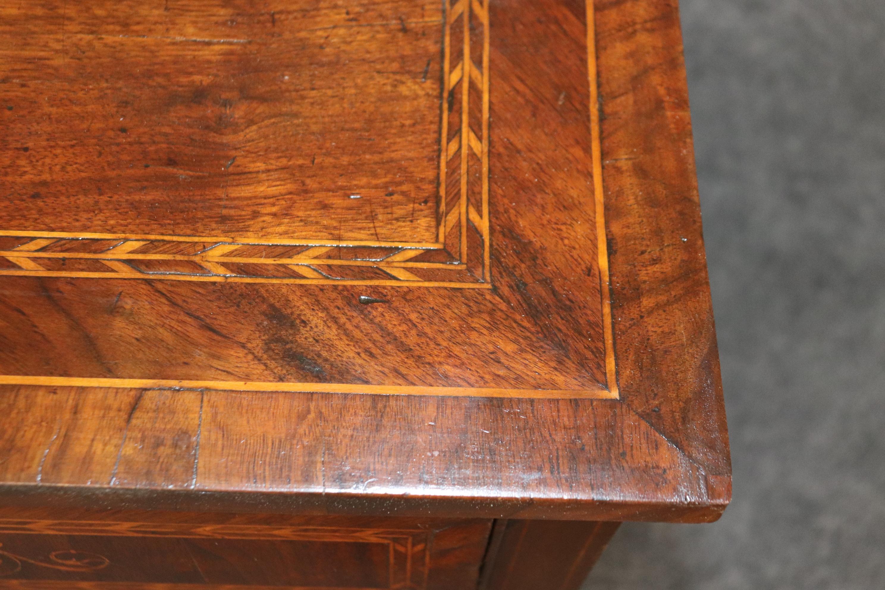 Fine Original Finish Italian Provincial Inlaid Walnut and Fruitwood Commode  For Sale 13