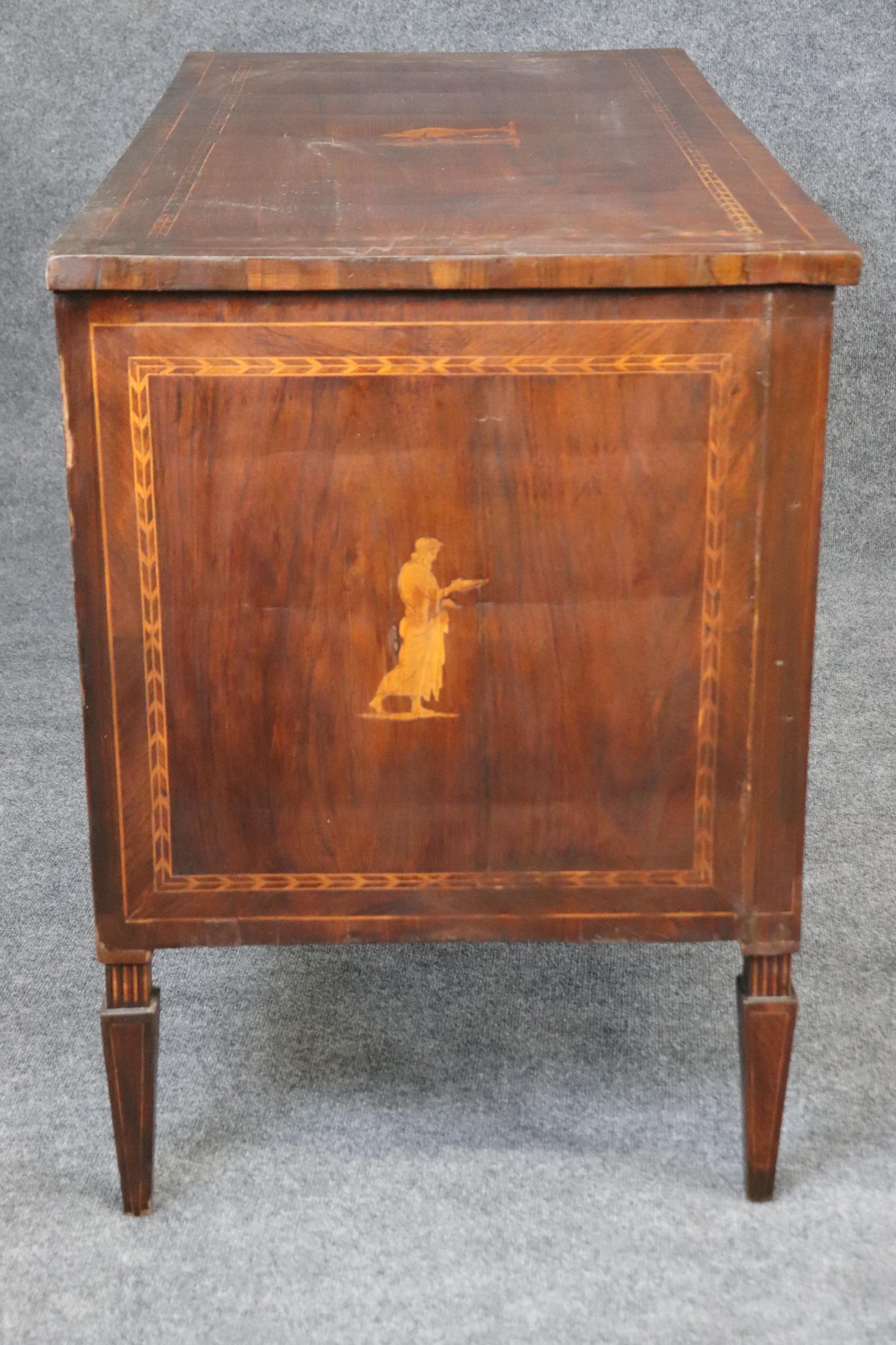Fine Original Finish Italian Provincial Inlaid Walnut and Fruitwood Commode  For Sale 1