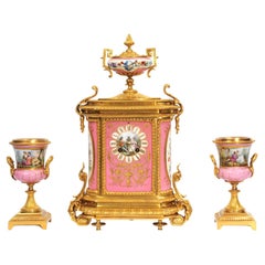 Fine Ormolu and Sevres Porcelain Antique French Clock Set