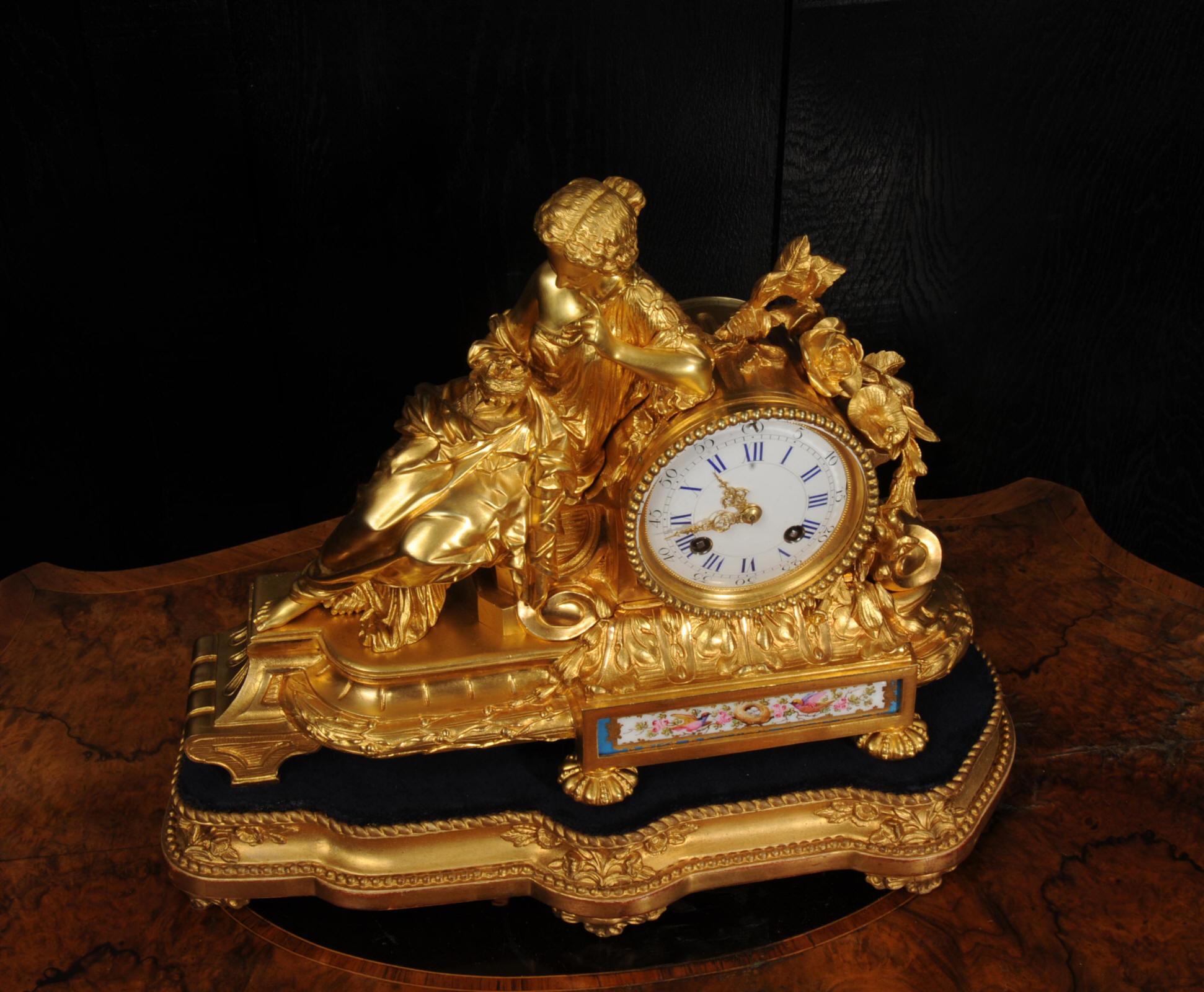 Fine Ormolu and Sevres Porcelain Boudoir Antique French Clock 5
