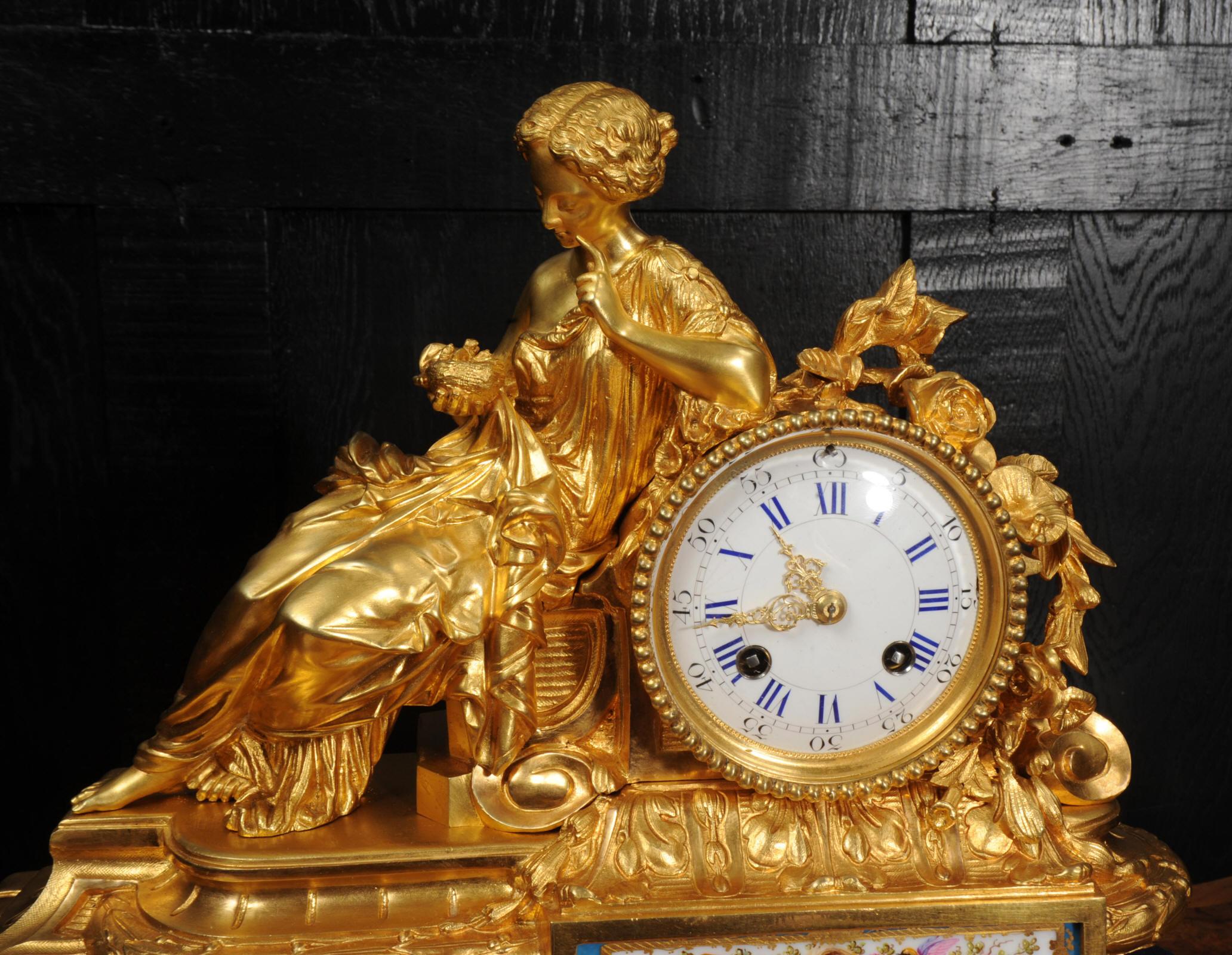 Fine Ormolu and Sevres Porcelain Boudoir Antique French Clock 6