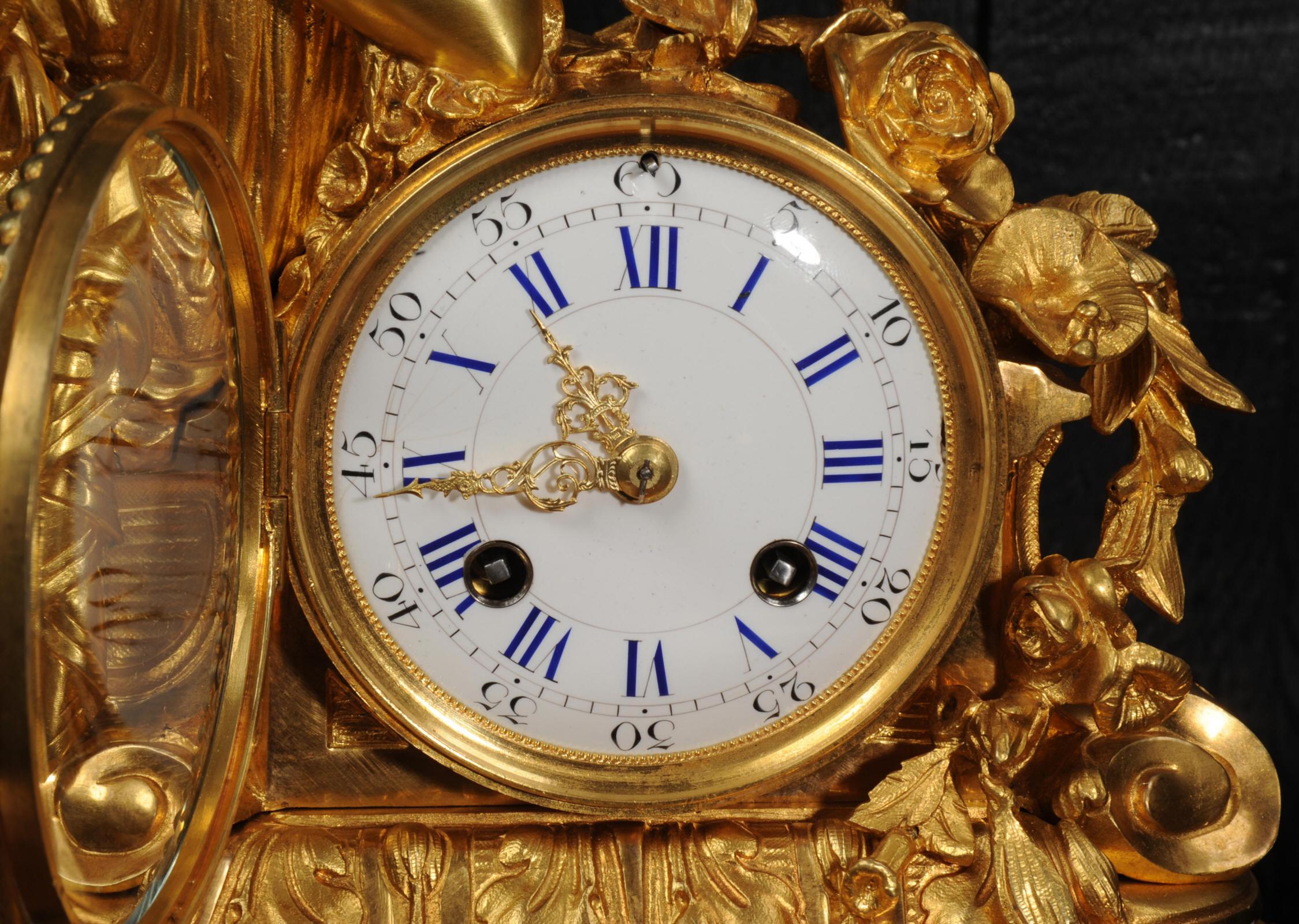 Fine Ormolu and Sevres Porcelain Boudoir Antique French Clock 7