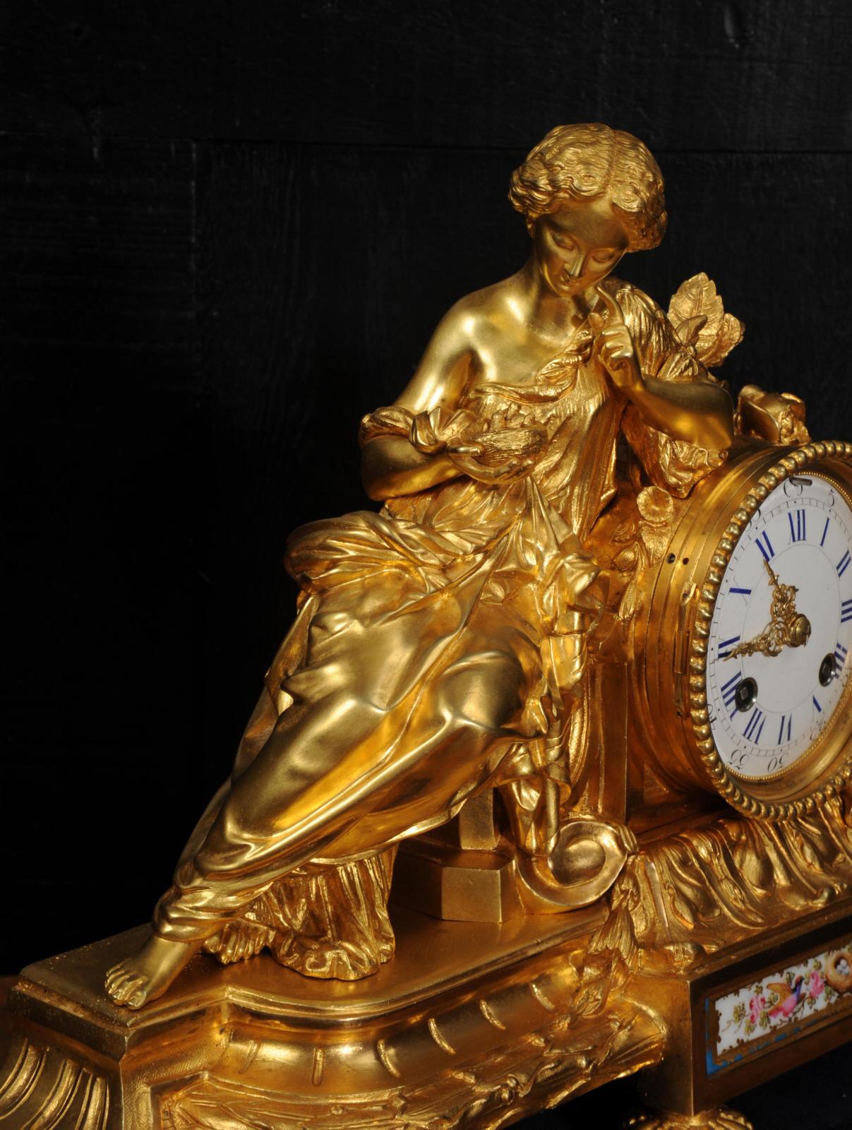 Fine Ormolu and Sevres Porcelain Boudoir Antique French Clock 8
