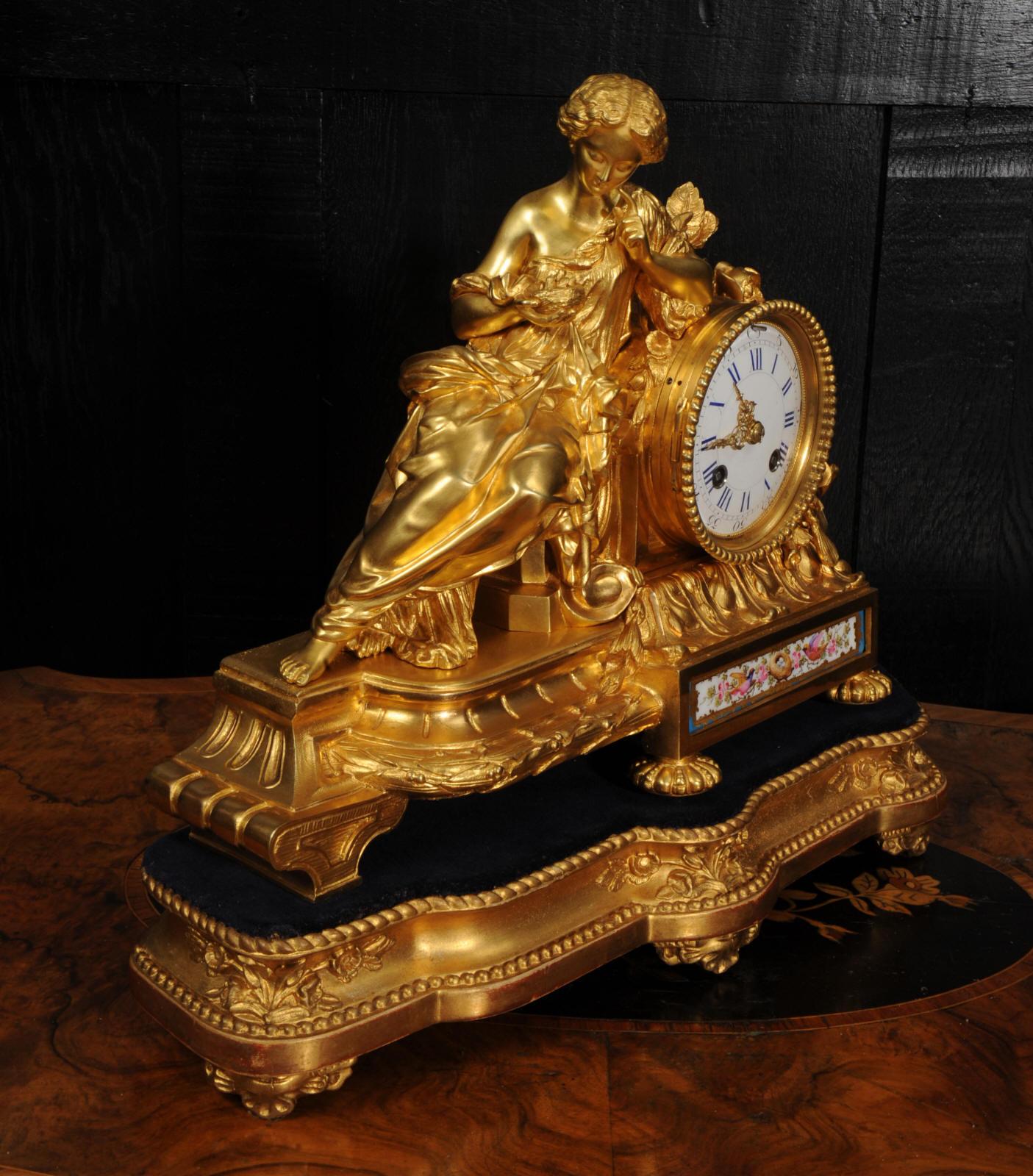 Fine Ormolu and Sevres Porcelain Boudoir Antique French Clock 12