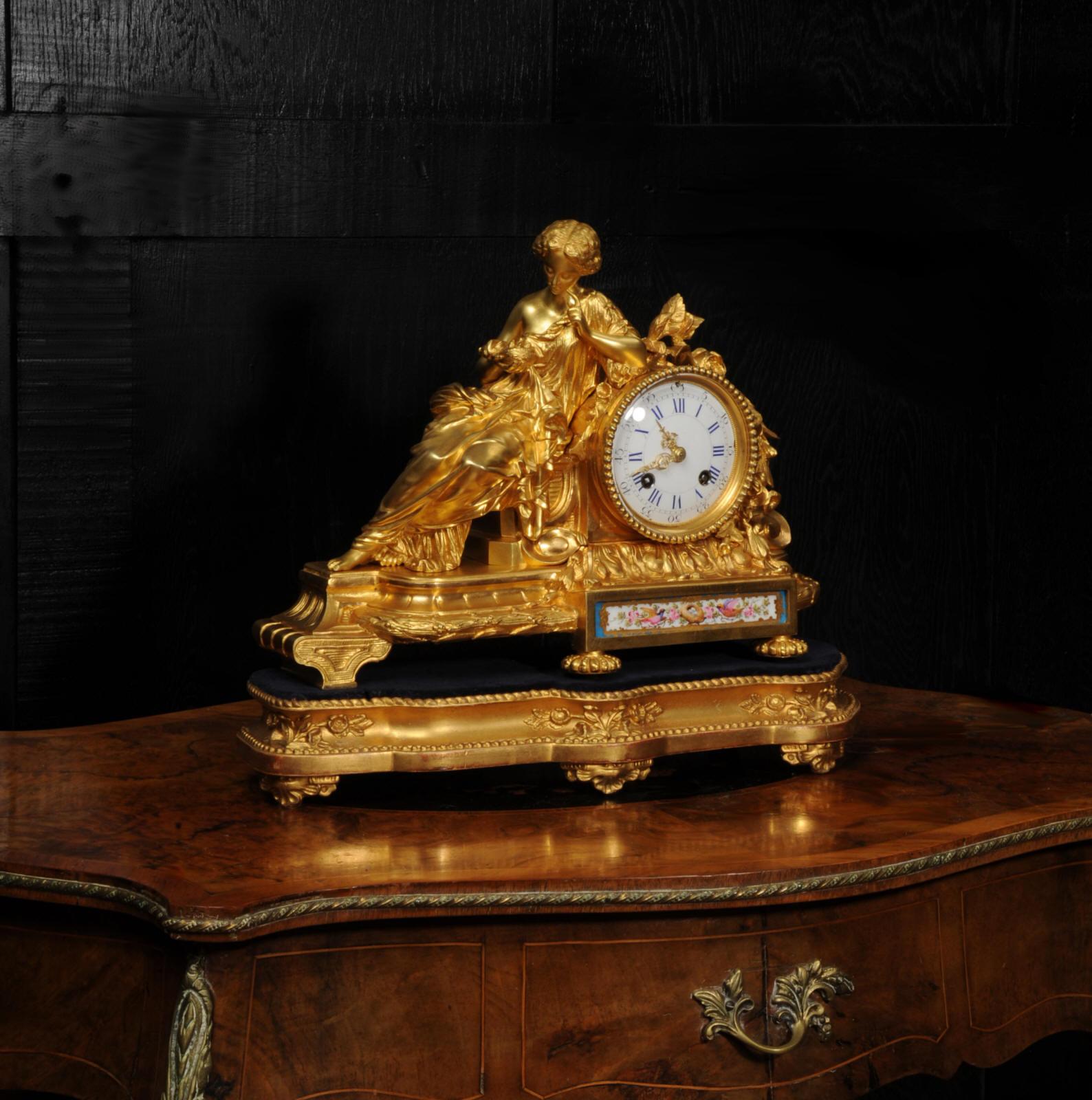 19th Century Fine Ormolu and Sevres Porcelain Boudoir Antique French Clock
