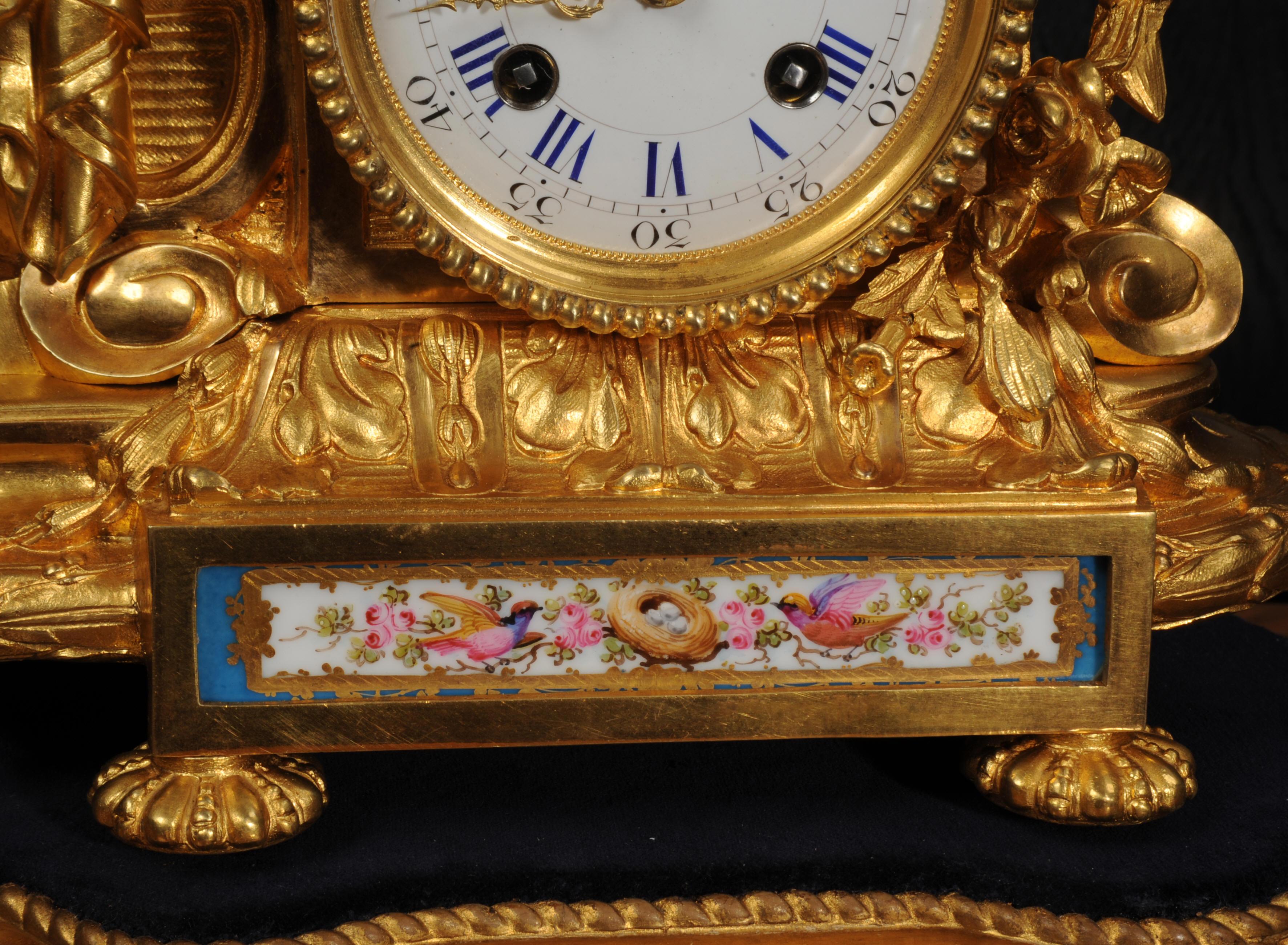 Fine Ormolu and Sevres Porcelain Boudoir Antique French Clock 1