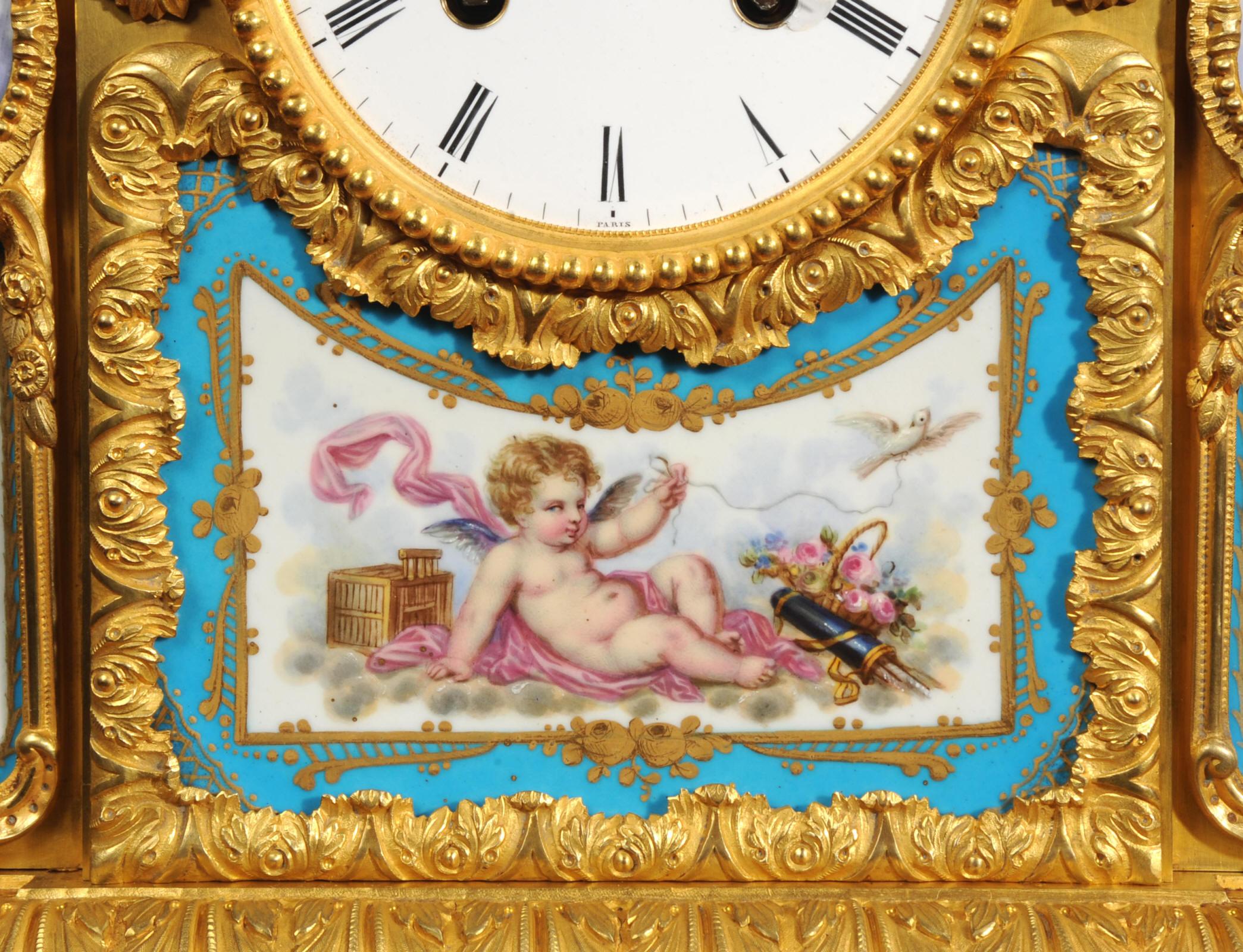 Fine Ormolu and Sevres Porcelain Clock by Achille Brocot & Delettrez For Sale 4