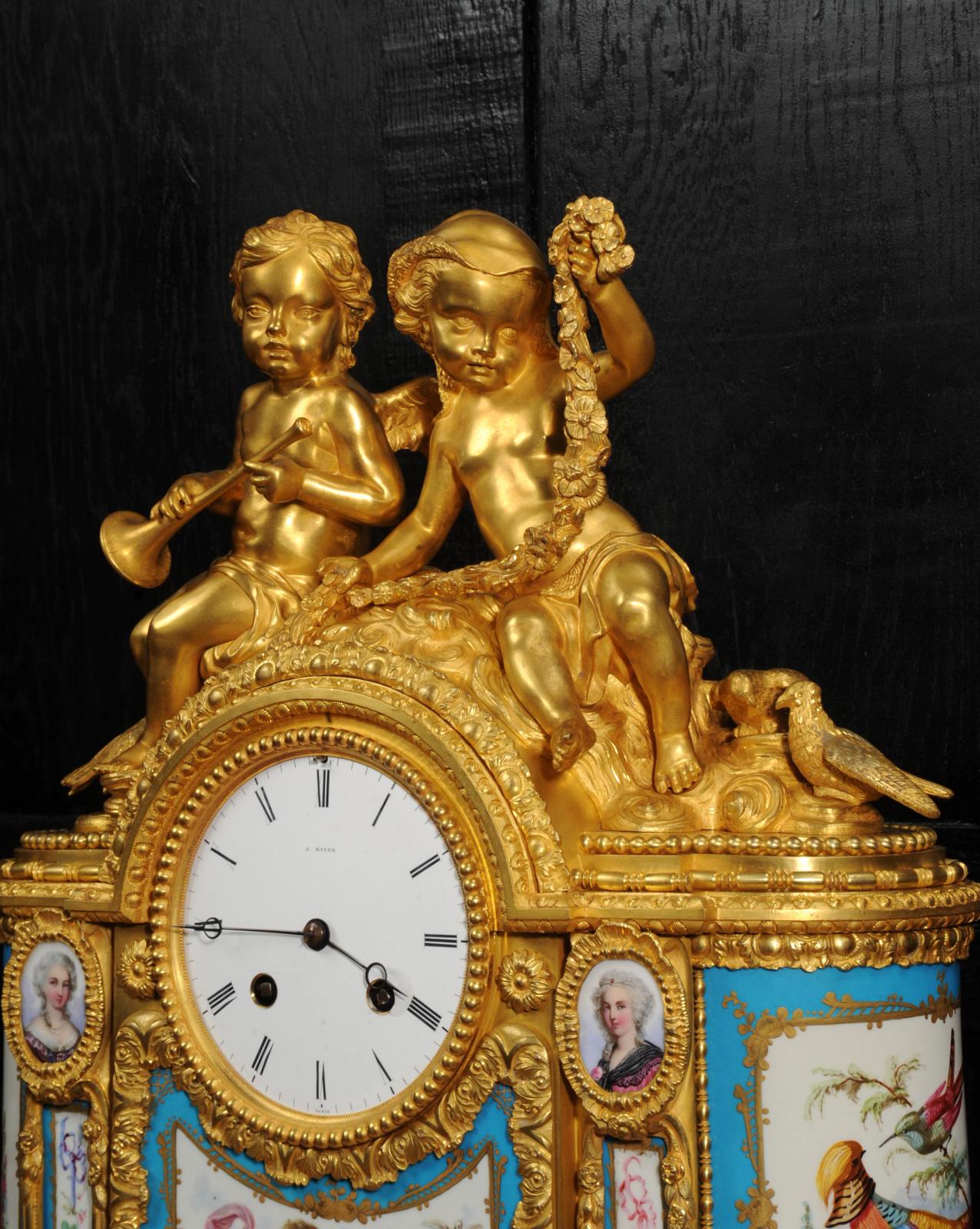 Fine Ormolu and Sevres Porcelain Clock by Achille Brocot & Delettrez For Sale 8