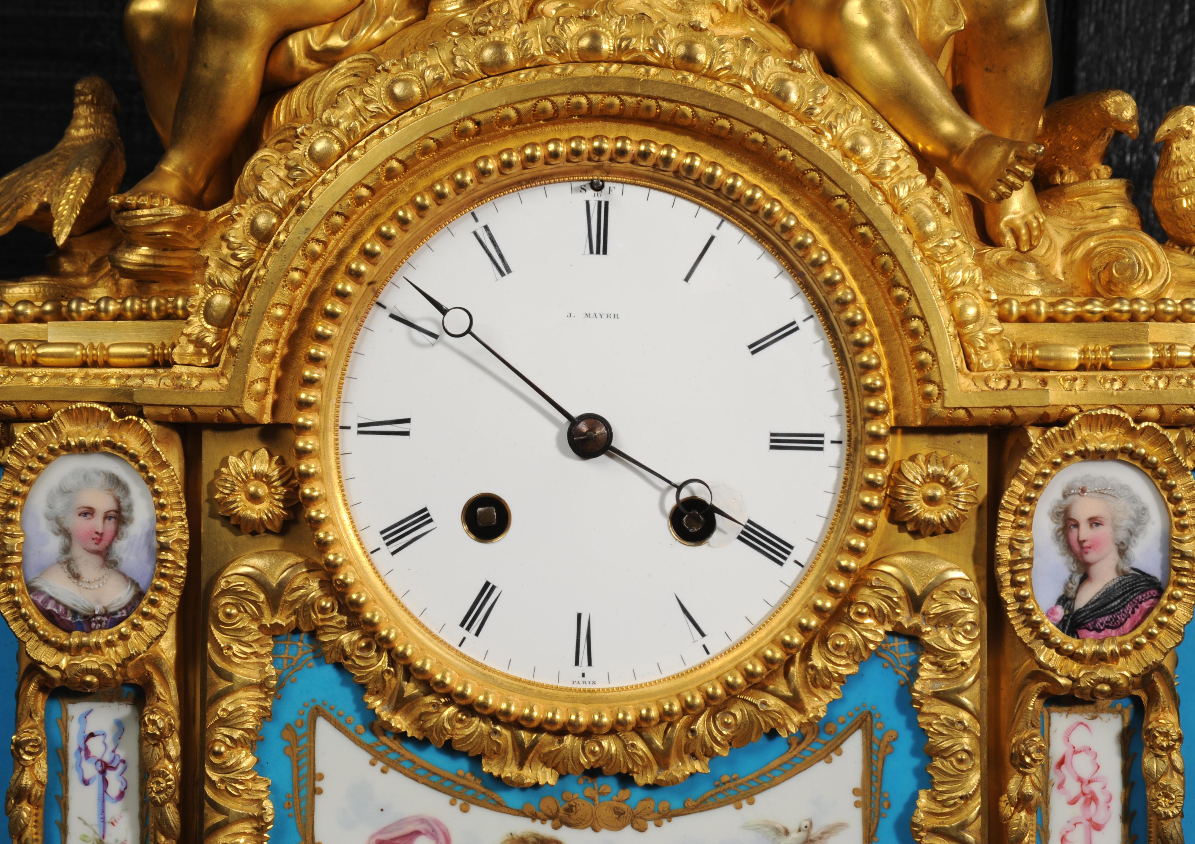Fine Ormolu and Sevres Porcelain Clock by Achille Brocot & Delettrez For Sale 9