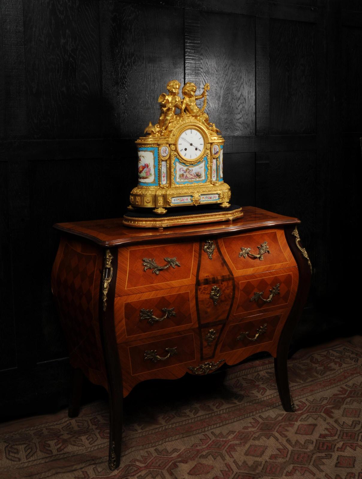 Louis XVI Fine Ormolu and Sevres Porcelain Clock by Achille Brocot & Delettrez For Sale