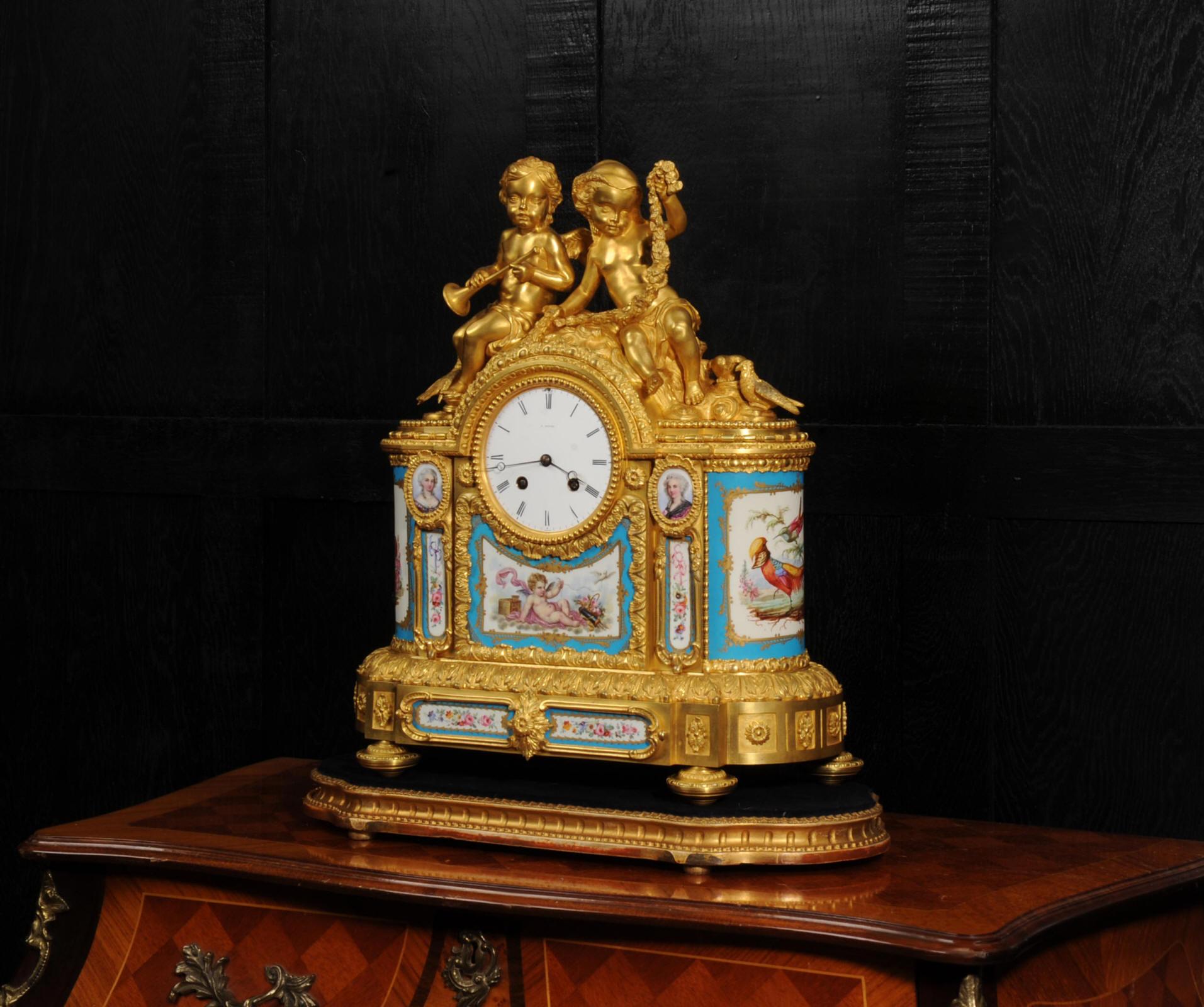 Fine Ormolu and Sevres Porcelain Clock by Achille Brocot & Delettrez In Good Condition For Sale In Belper, Derbyshire
