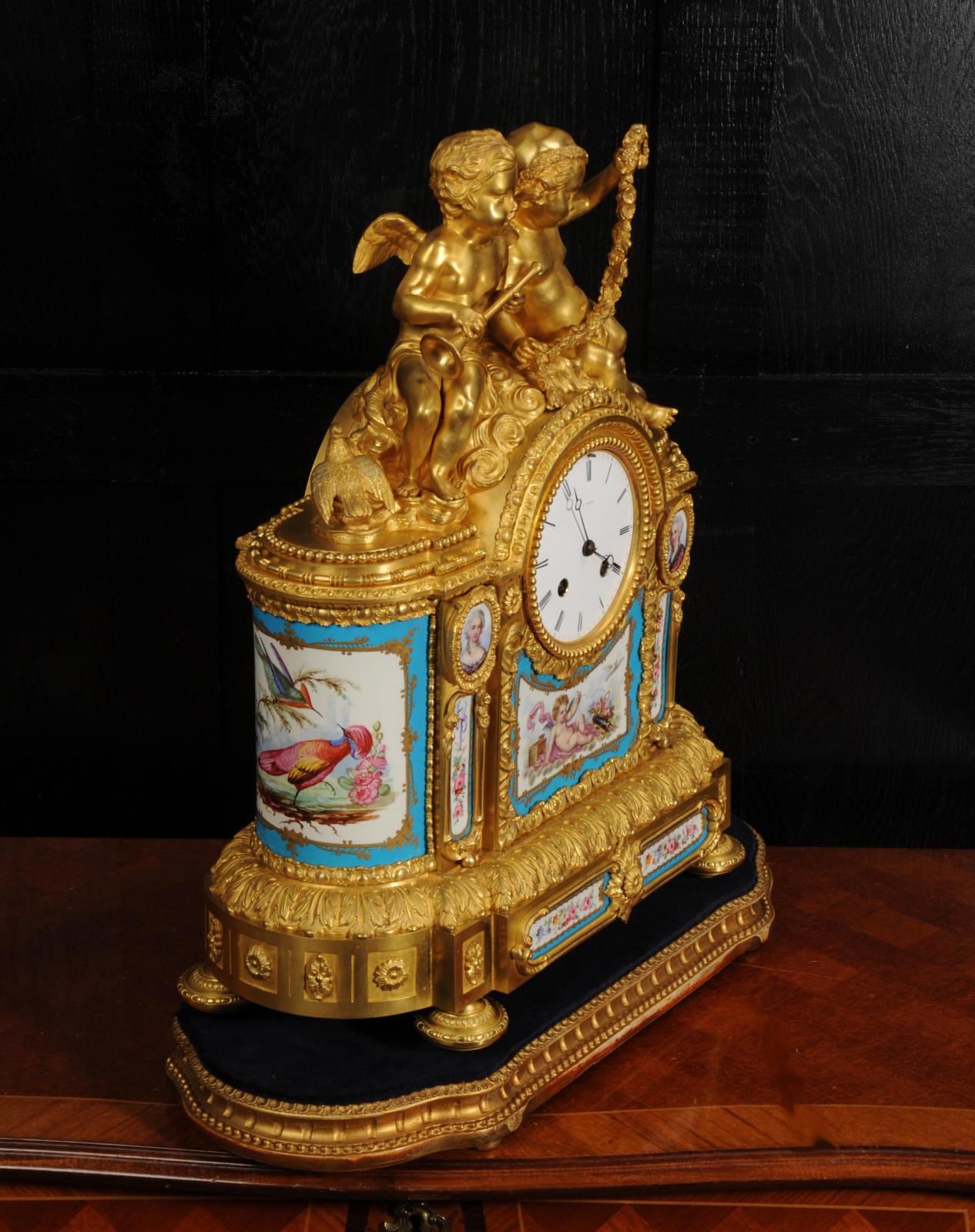 19th Century Fine Ormolu and Sevres Porcelain Clock by Achille Brocot & Delettrez For Sale
