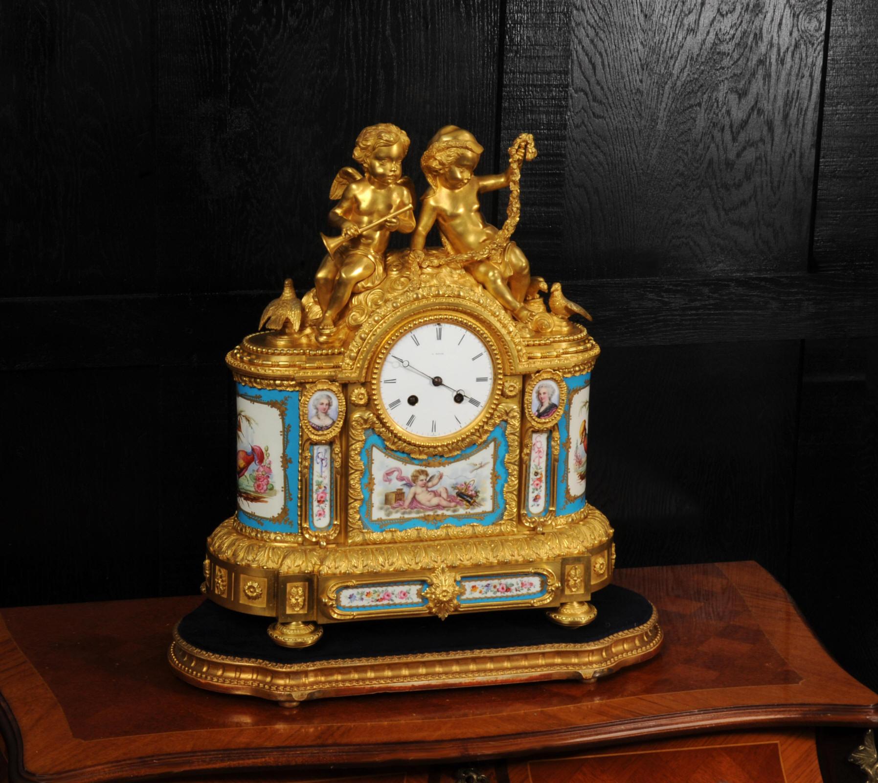 Fine Ormolu and Sevres Porcelain Clock by Achille Brocot & Delettrez For Sale 1