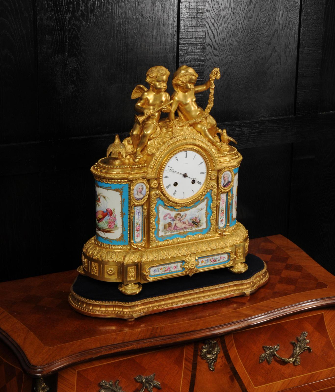Fine Ormolu and Sevres Porcelain Clock by Achille Brocot & Delettrez For Sale 2