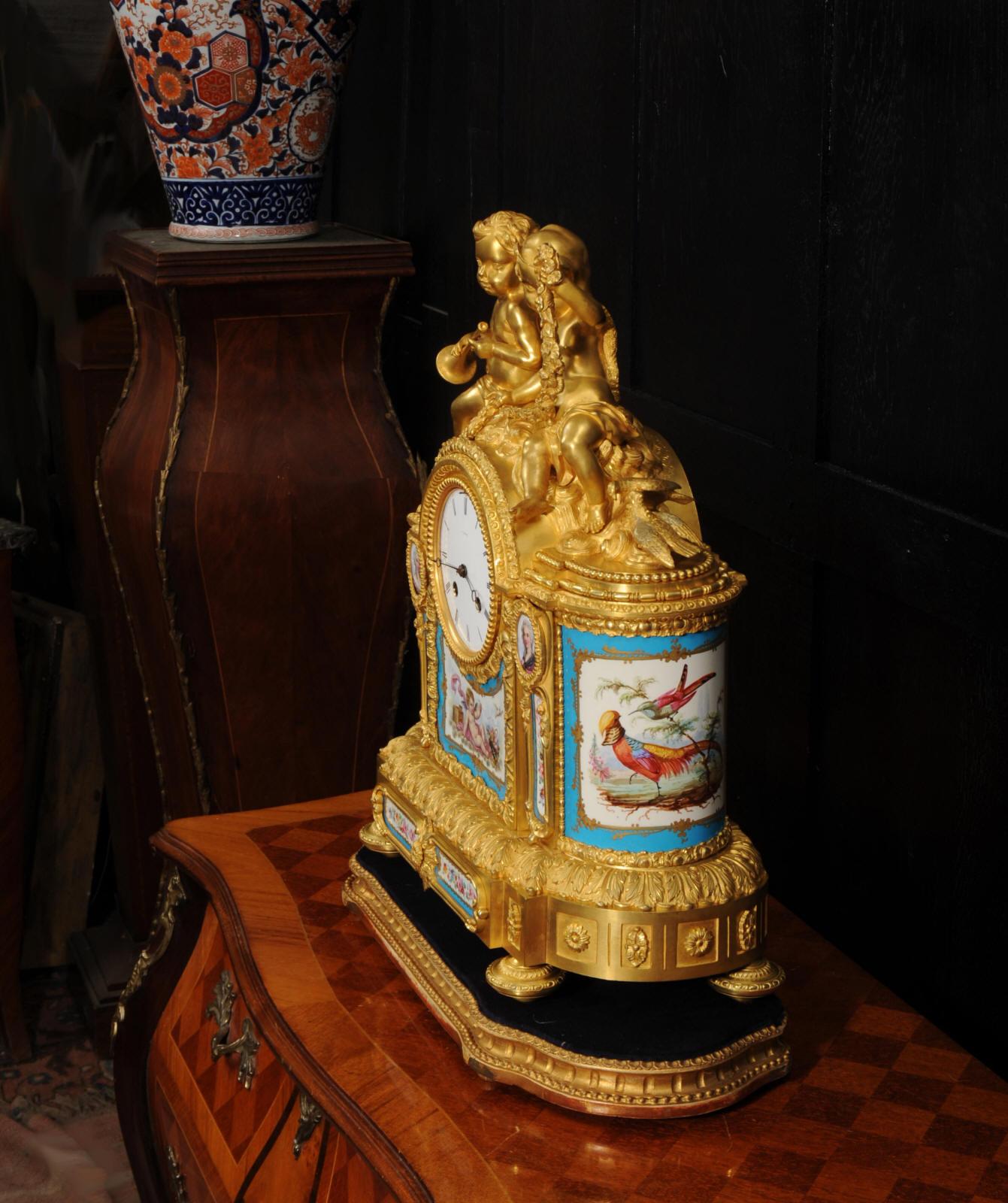 Fine Ormolu and Sevres Porcelain Clock by Achille Brocot & Delettrez For Sale 3