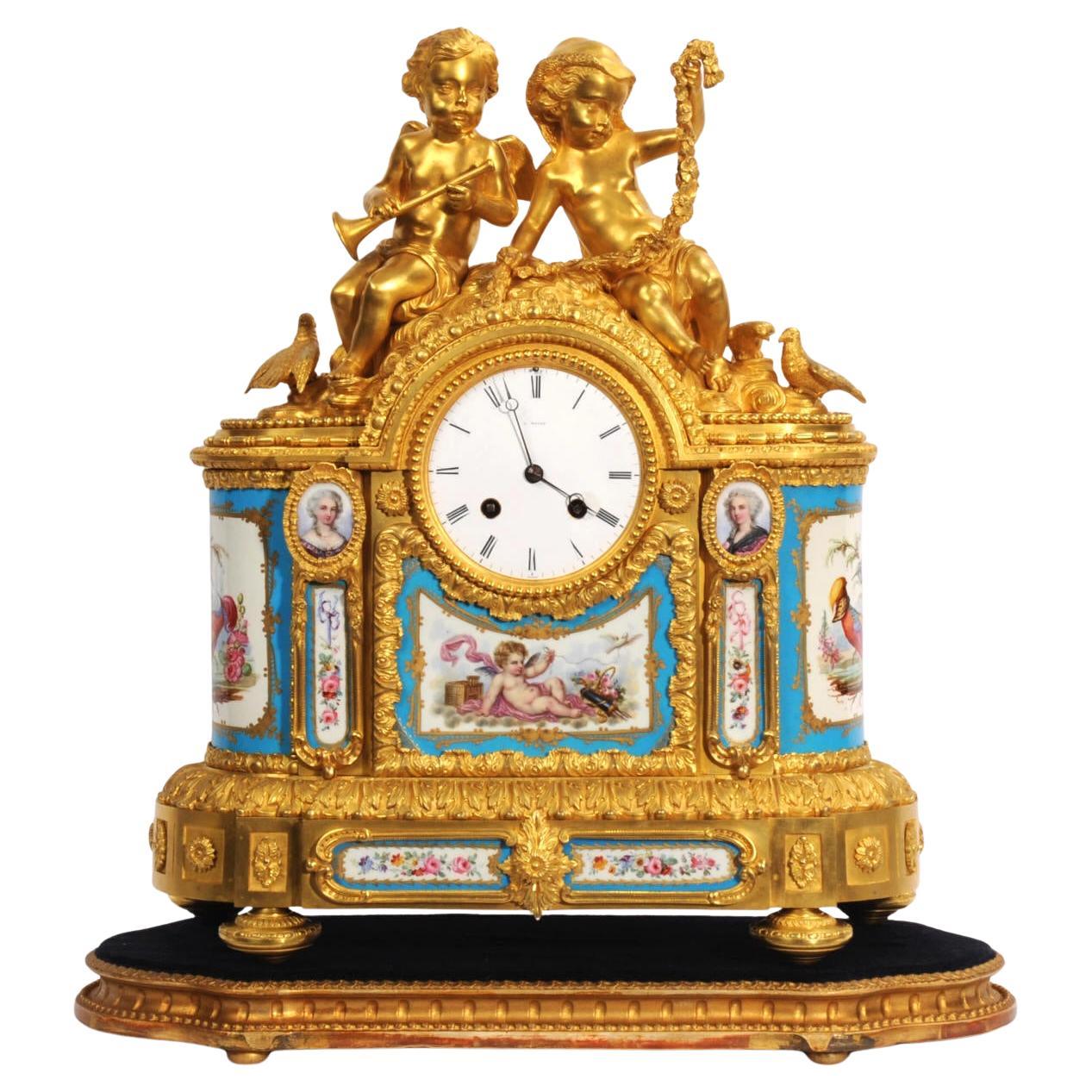 Fino Reloj de Ormolu y Porcelana de Sevres de Achille Brocot & Delettrez