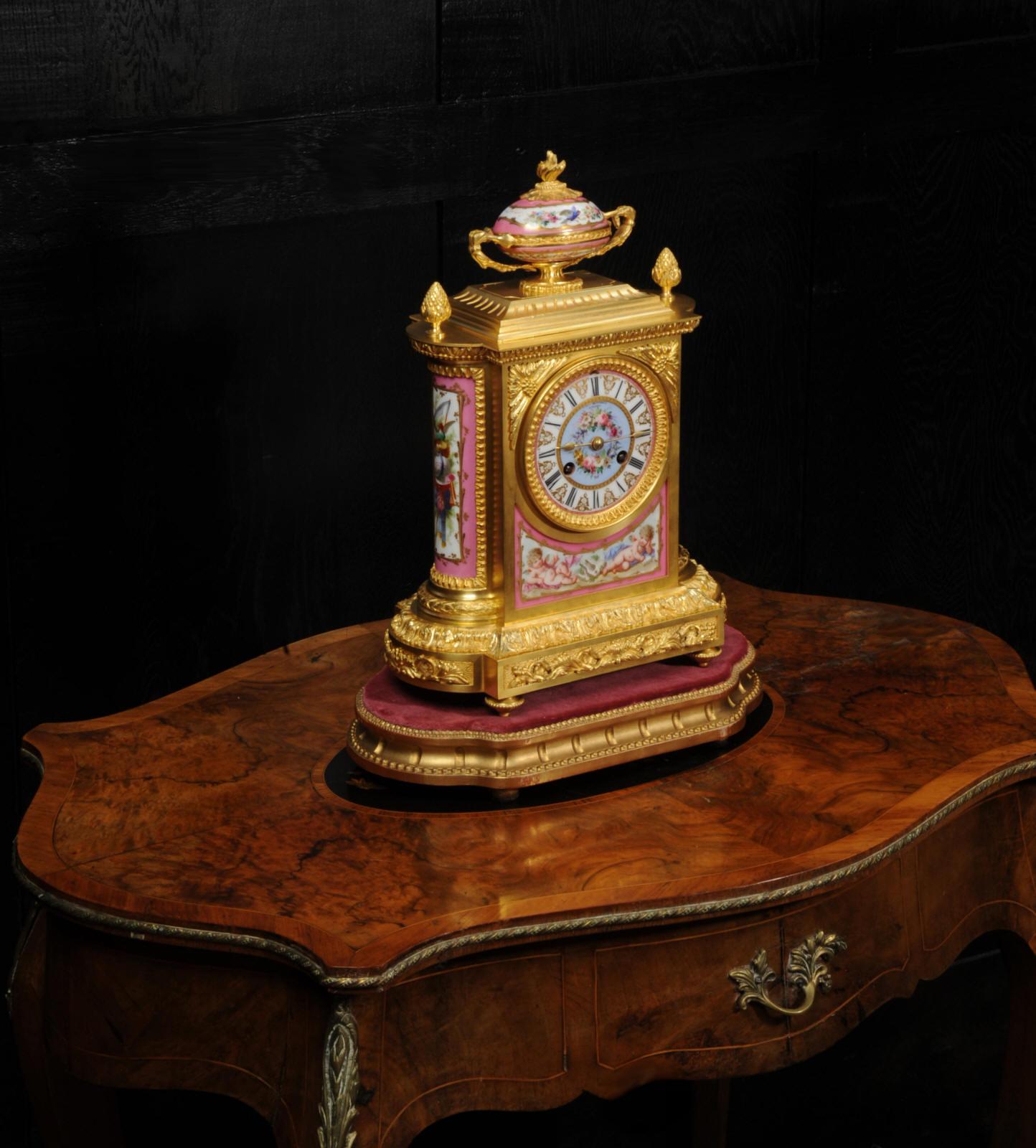 Neoclassical Fine Ormolu and Sevres Porcelain Clock by Jean-Baptiste Delettrez