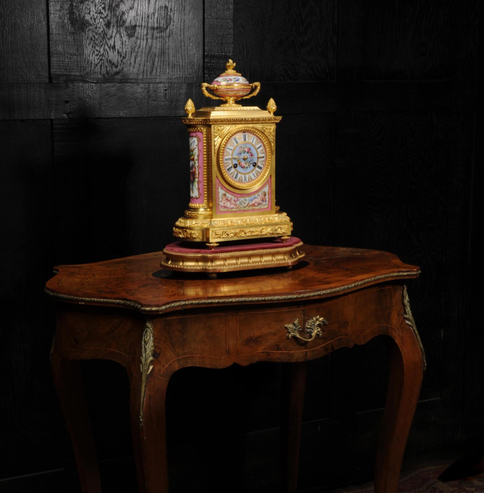 French Fine Ormolu and Sevres Porcelain Clock by Jean-Baptiste Delettrez