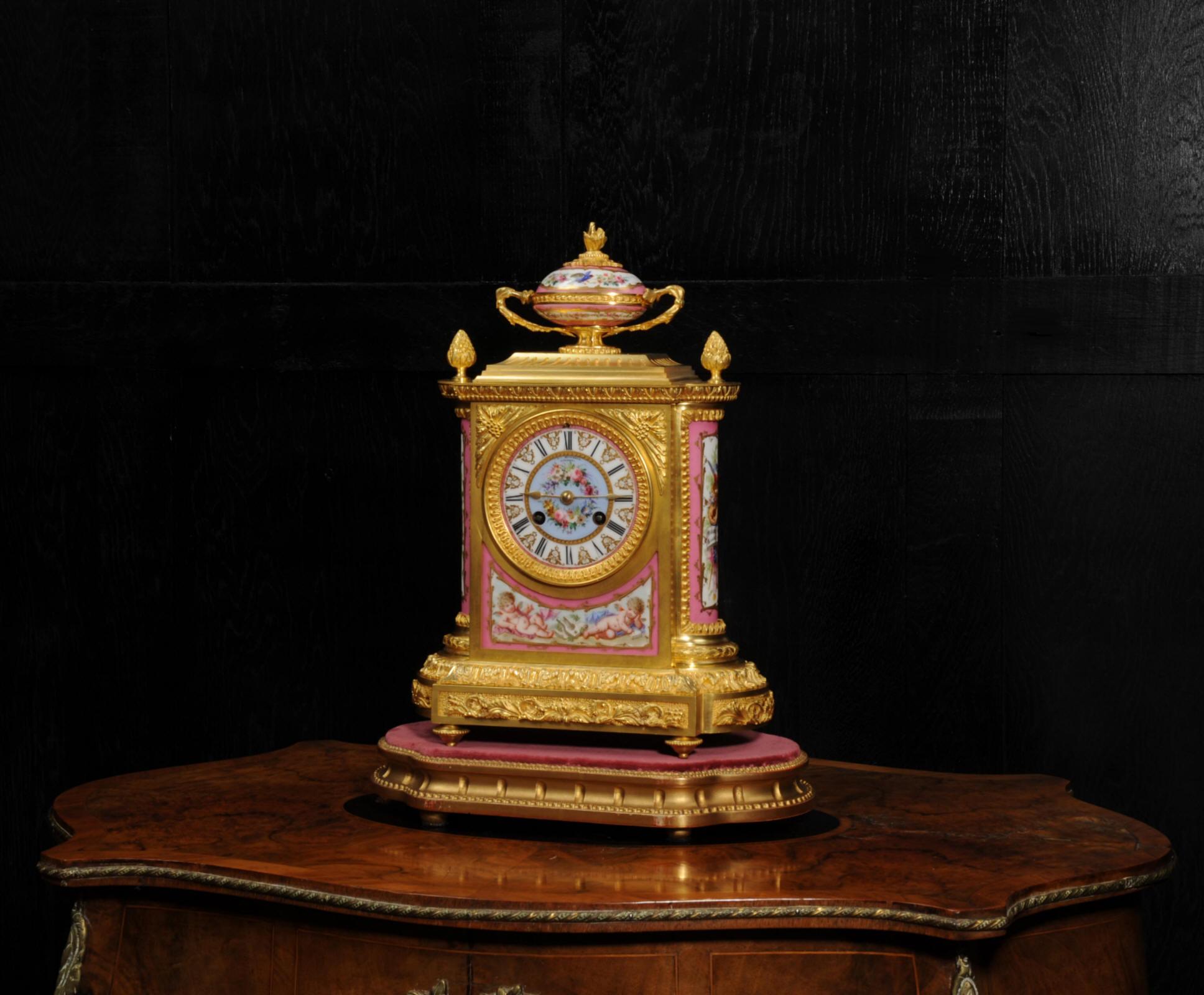 Fine Ormolu and Sevres Porcelain Clock by Jean-Baptiste Delettrez In Good Condition In Belper, Derbyshire