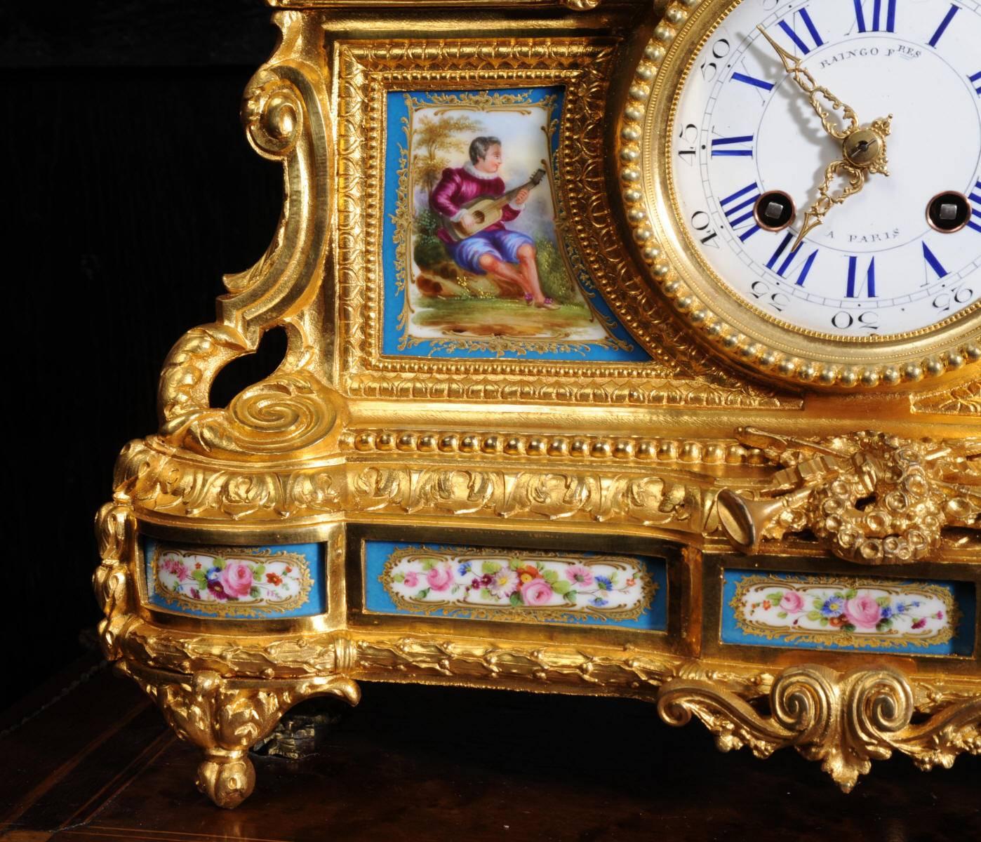 Fine Ormolu and Sèvres Porcelain Clock by Raingo Frères & Henri Picard of Paris 1