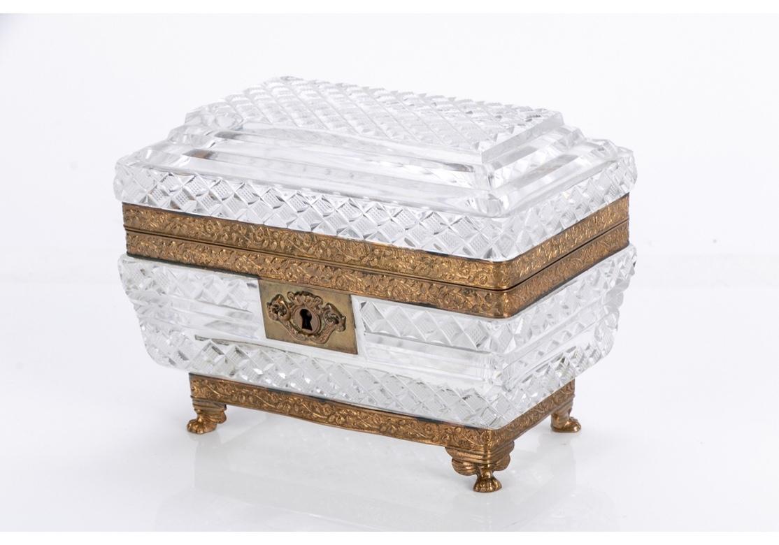 Fine Ormolu Mounted Crystal Box in the Style of Baccarat In Good Condition In Bridgeport, CT