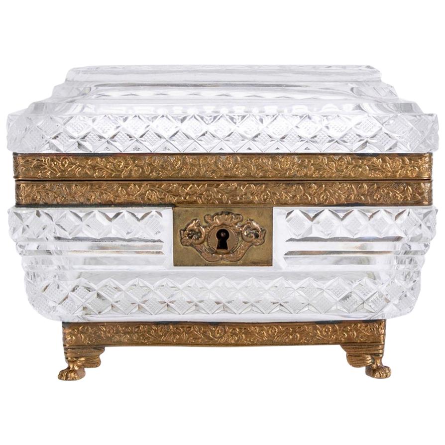 Fine Ormolu Mounted Crystal Box in the Style of Baccarat