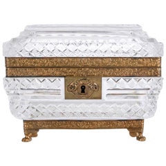 Vintage Fine Ormolu Mounted Crystal Box in the Style of Baccarat