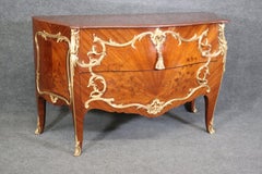 Fine Ormolu Mounted French Louis XV Porphyry Marble Top Radiating Inlay Commode