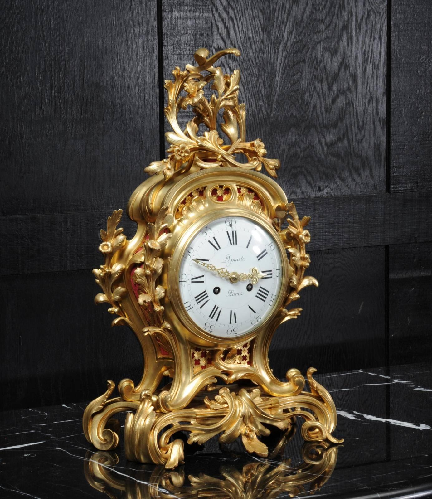 French Fine Ormolu Rococo Clock by Henry Lepaute