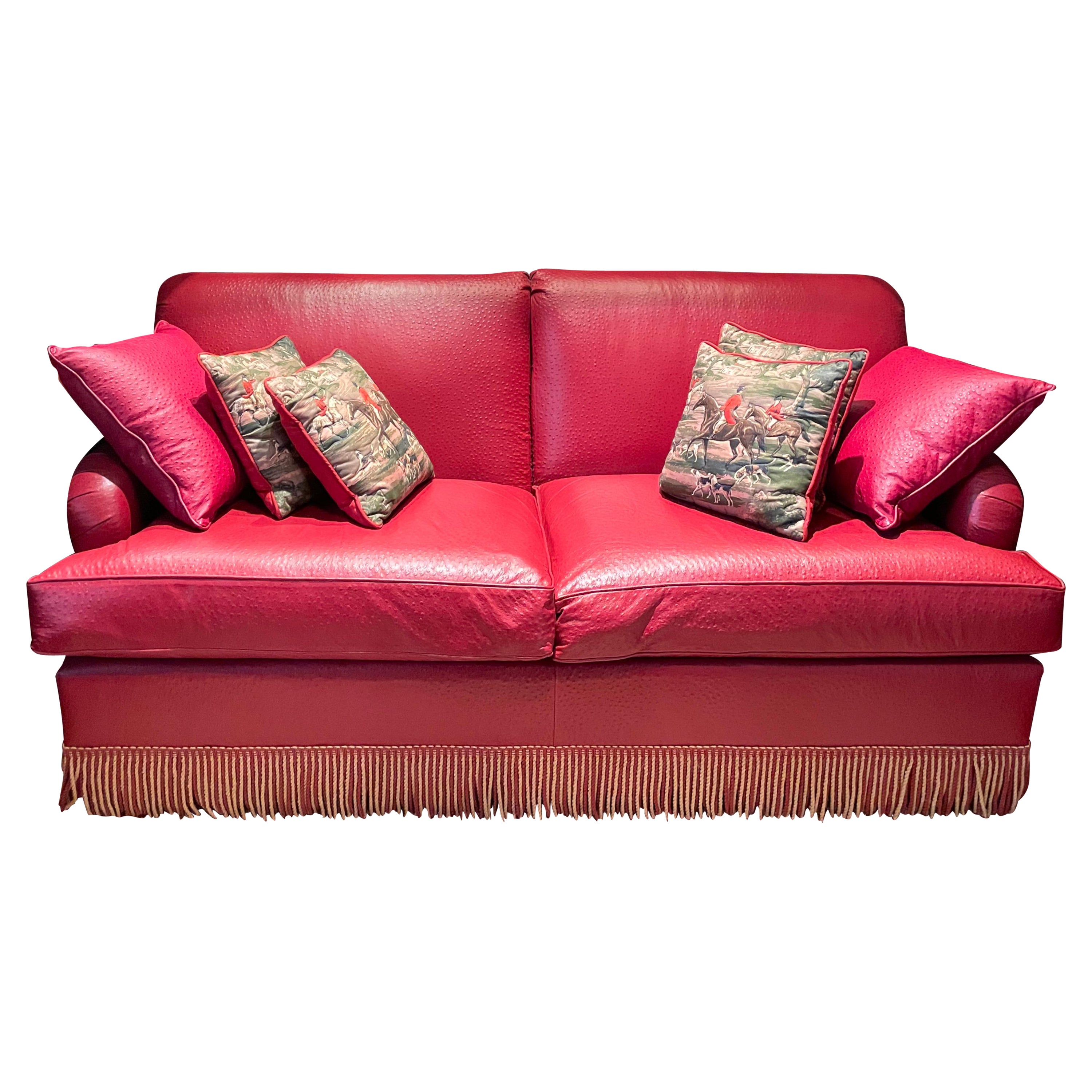 Fine Ostrich Leather Upholstered Sofa Bed