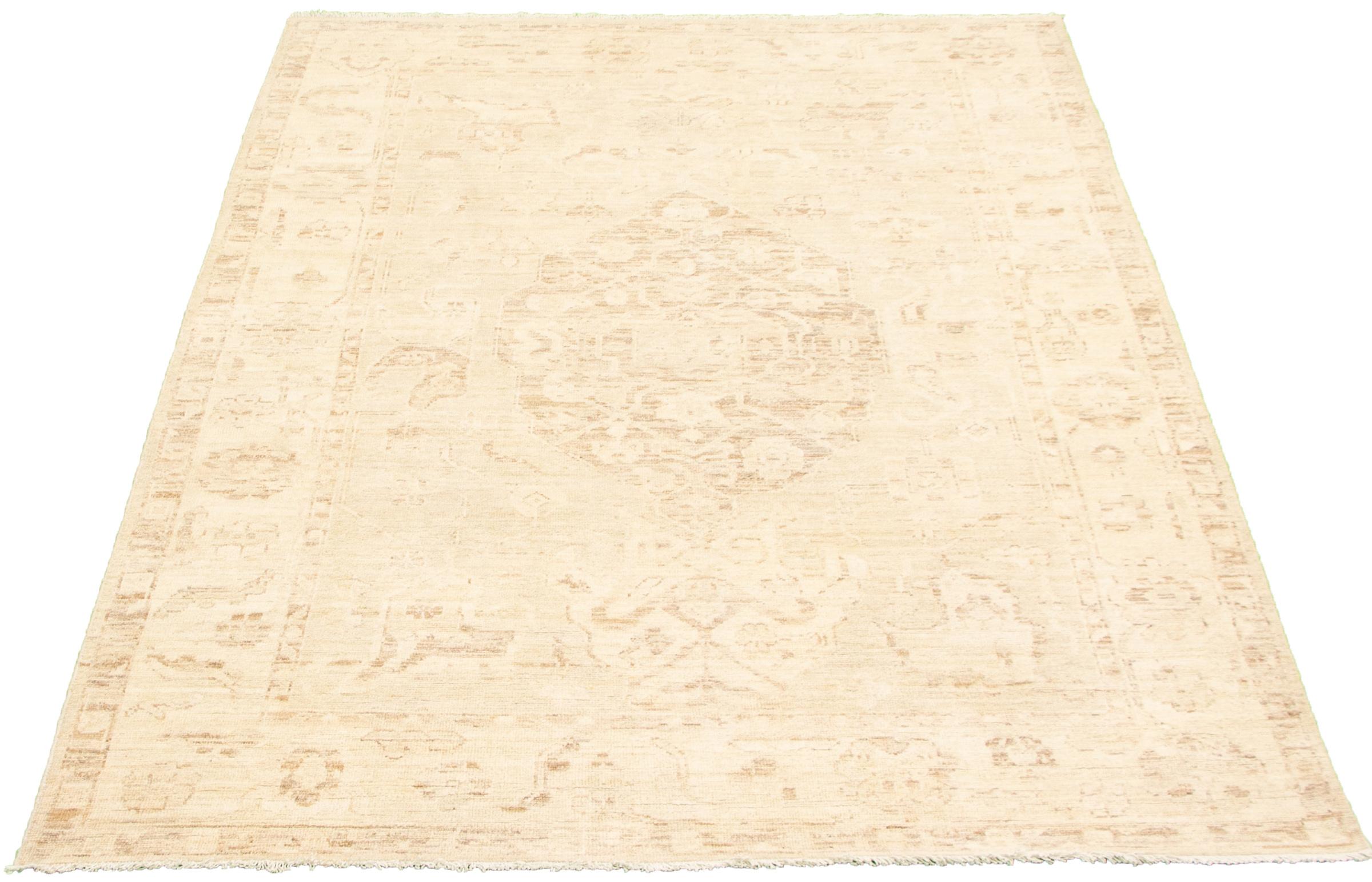 Vegetable Dyed Formal and Subdued Transitional Wool Persian Oushak Carpet, 6' x 9' For Sale