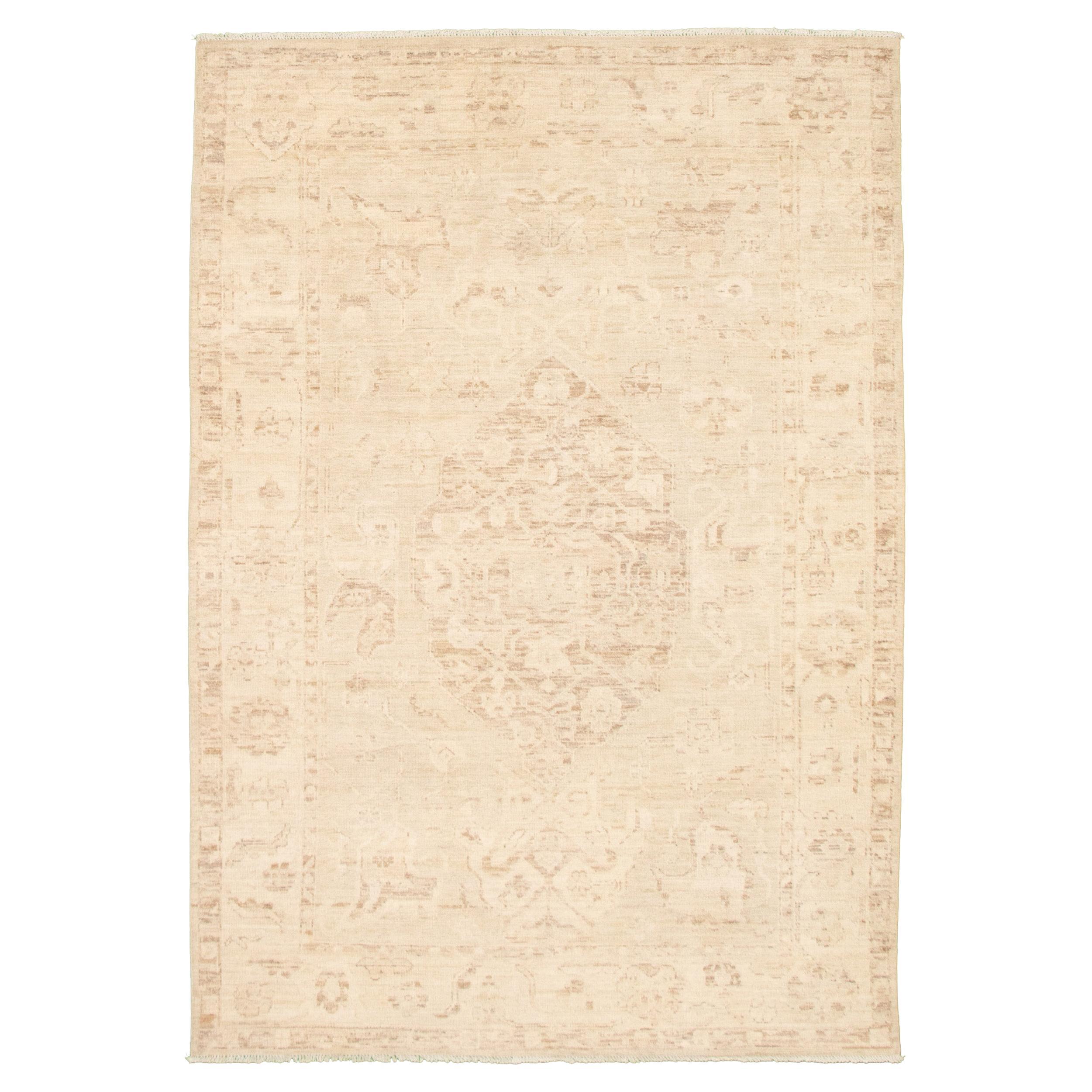 Formal and Subdued Transitional Wool Persian Oushak Carpet, 6' x 9'