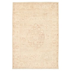 Formal and Subdued Transitional Persian Oushak Carpet, 6' x 9'