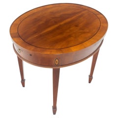 Fine Oval Banded Top Inlayed Eibenholz Pull Out Tablett Seite Ende Tisch Night Stand