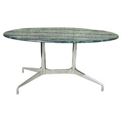 Eames Herman Miller Aluminum Group segmented base table with stone top
