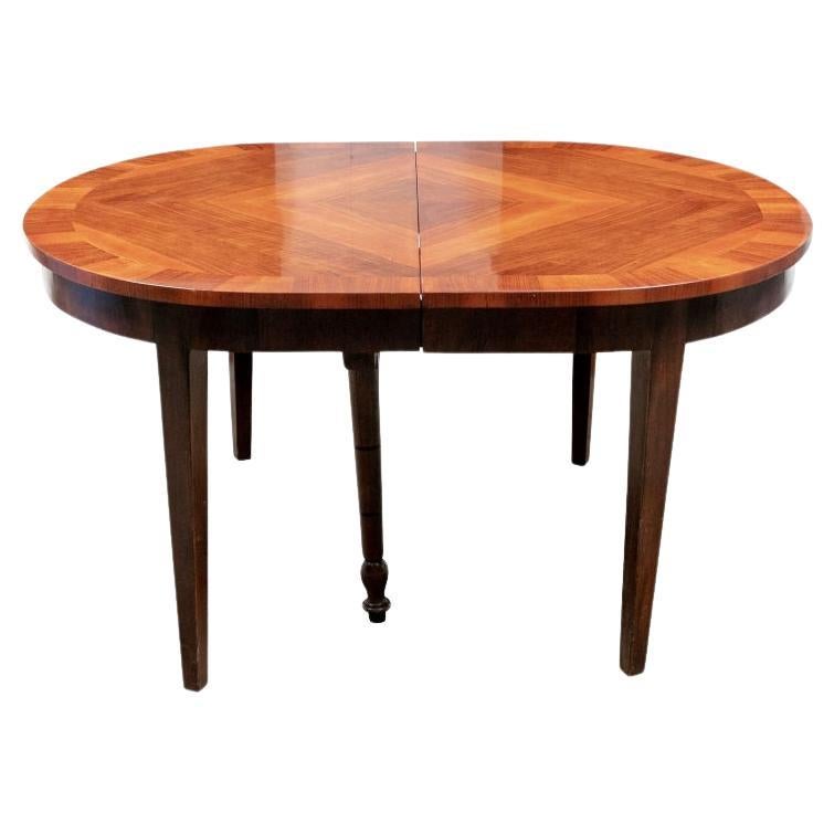 Fine Oval Parquetry Mahogany Dining Table With 2 Leaves For Sale