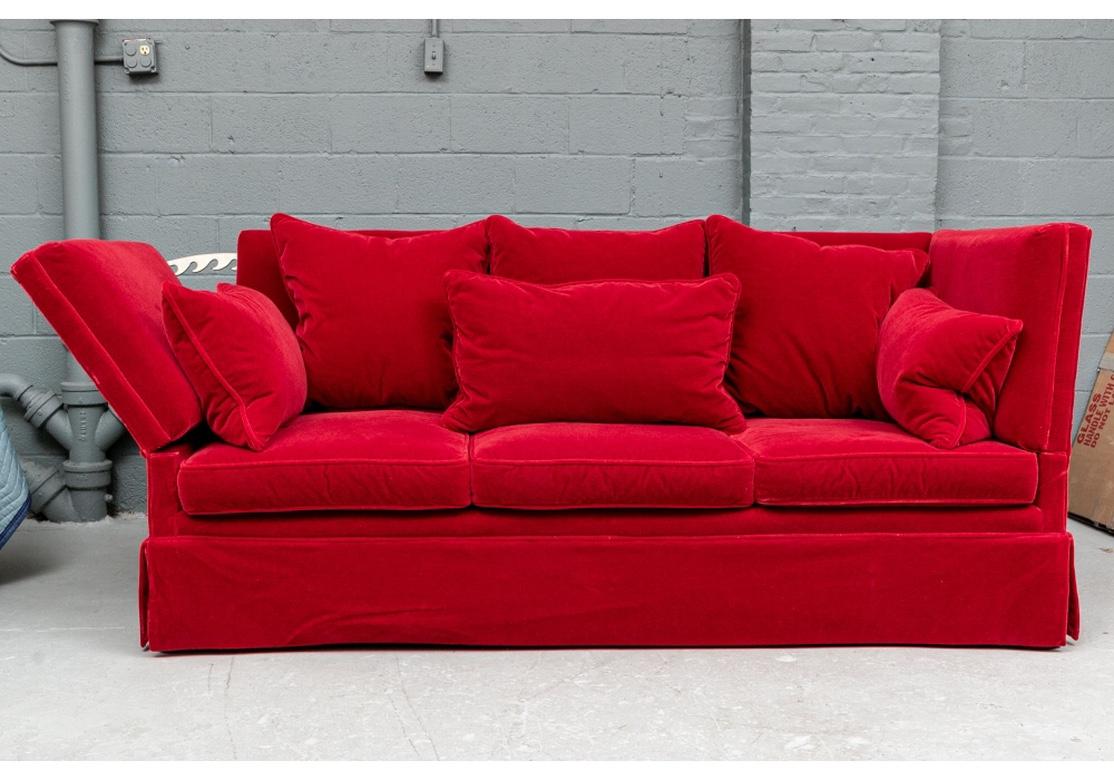 American Fine Over-Scale Knowle House Style Sofa in Lipstick Red Mohair