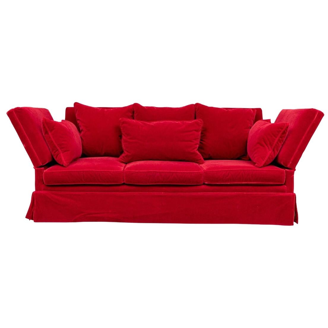 Fine Over-Scale Knowle House Style Sofa in Lipstick Red Mohair