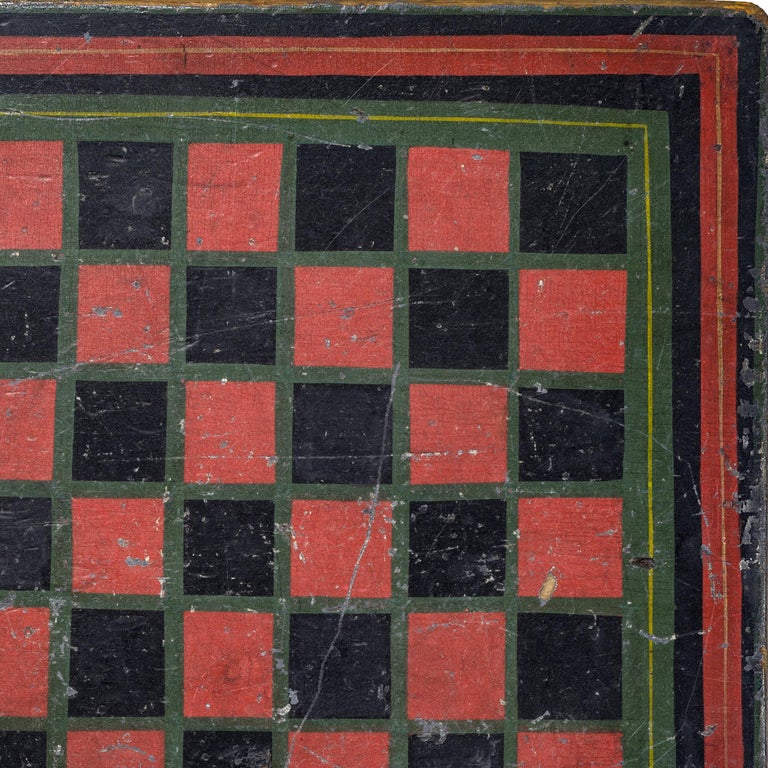 20th Century Fine Paint Decorated Double Sided Game Board For Sale