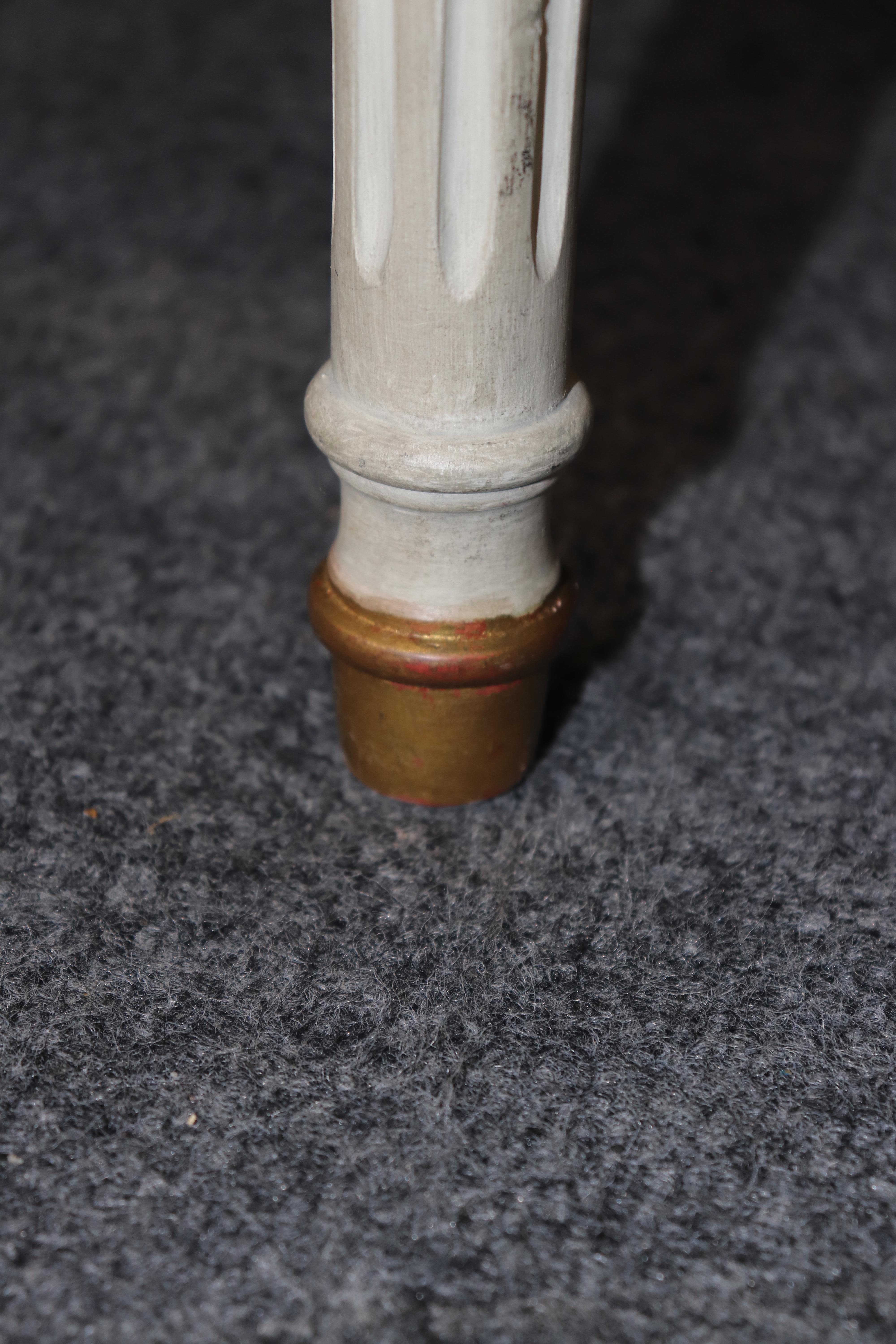 Fine Paint Decorated Gilt Over Red Bole Green Silk Maison Jansen Attr. Settee For Sale 10