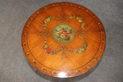Fine Paint Decorated Satinwood Adams Paint Decorated Occassional Table