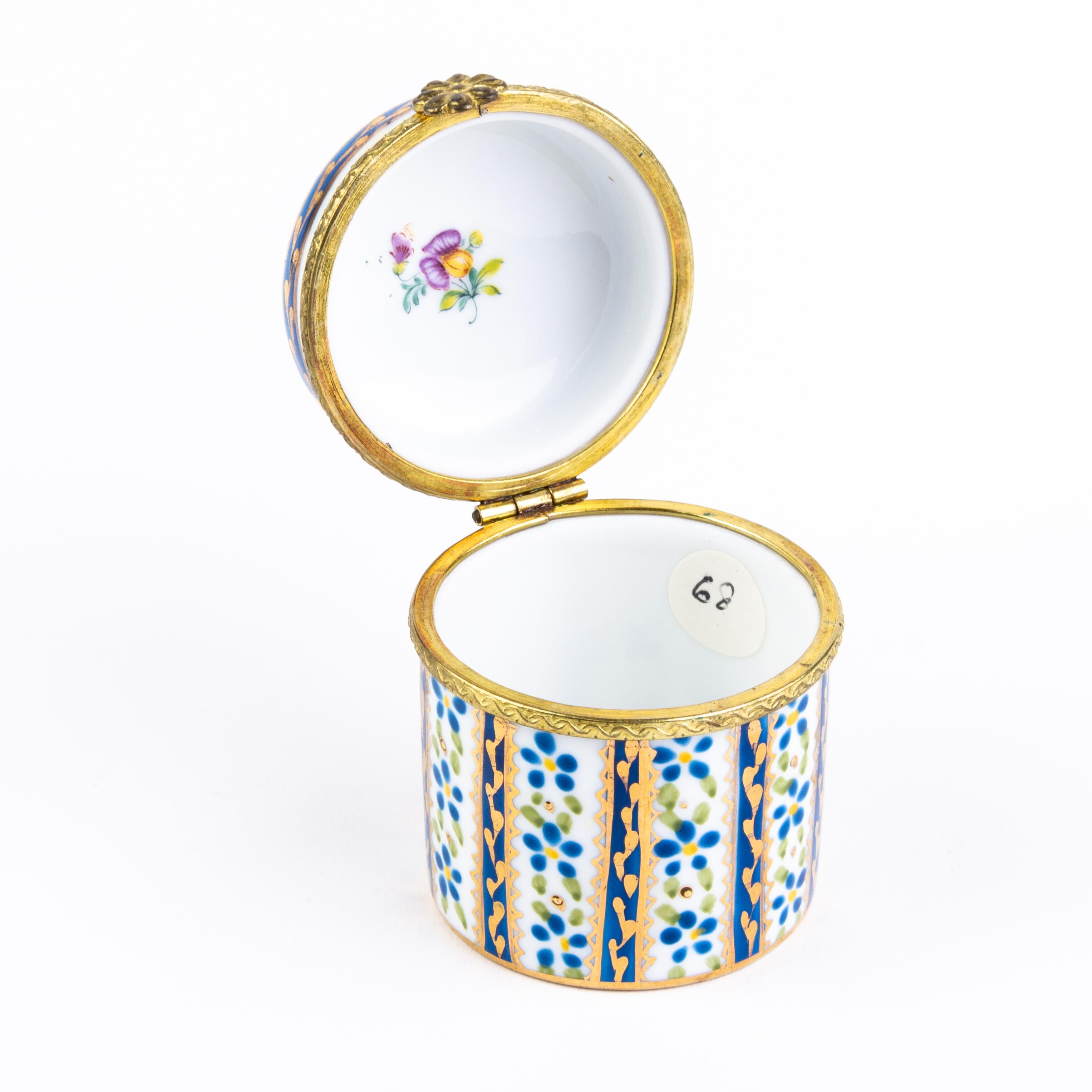 Fine Painted Porcelain French Gilt Mounted Pill Box 2