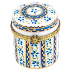 Fine Painted Porcelain French Gilt Mounted Pill Box 